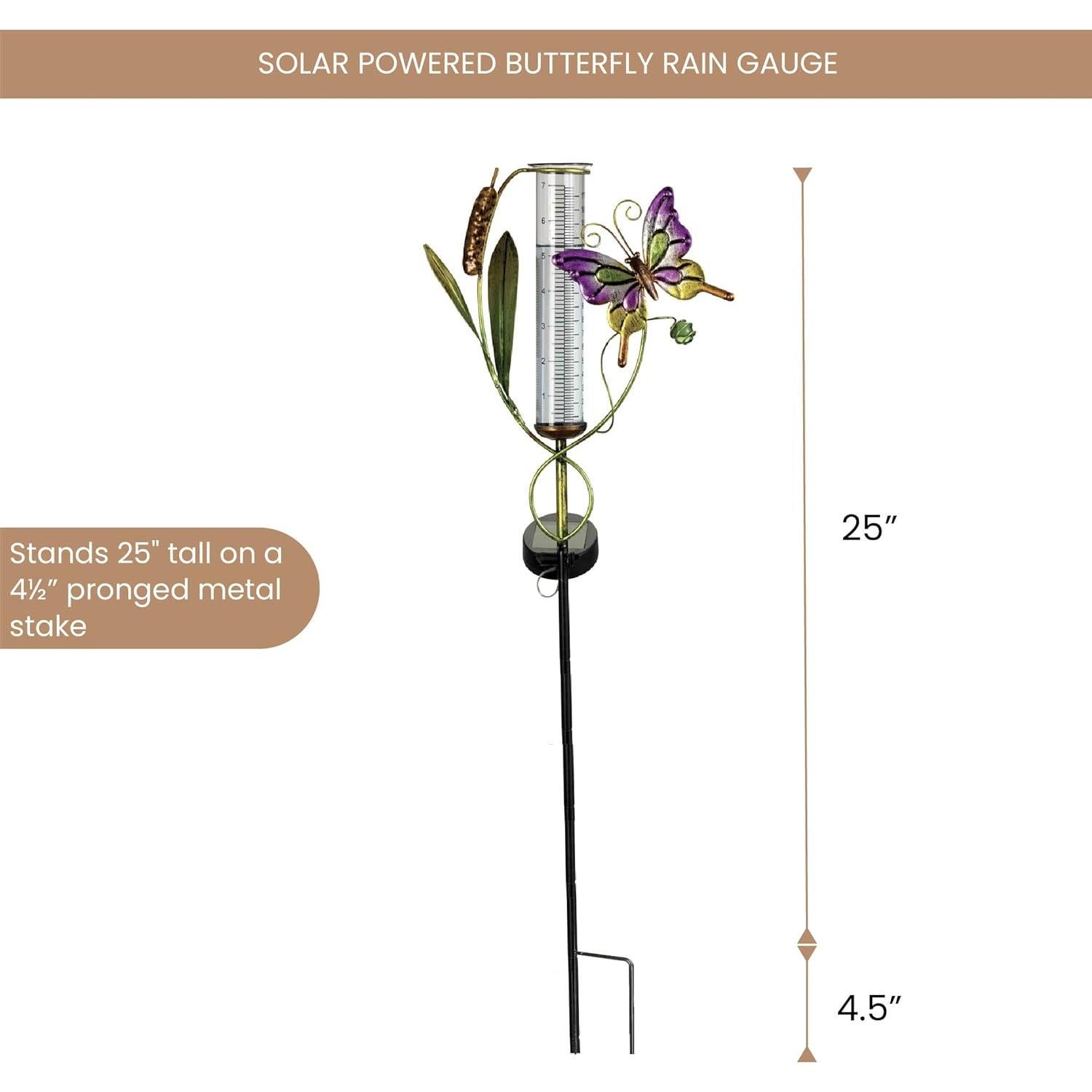 Medidor de Lluvia Solar LED Bits y Piezas Mariposa 63.5 cm