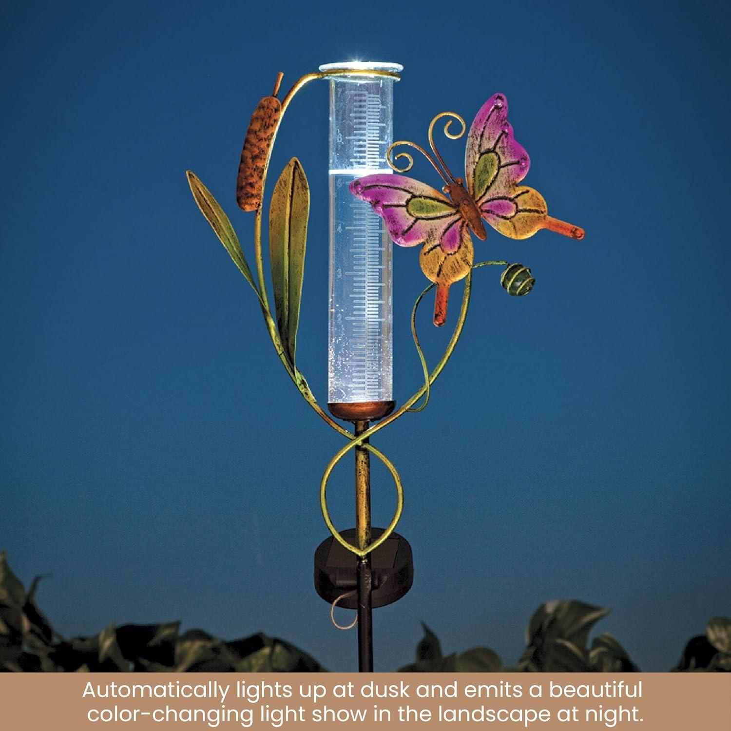 Medidor de Lluvia Solar LED Bits y Piezas Mariposa 63.5 cm