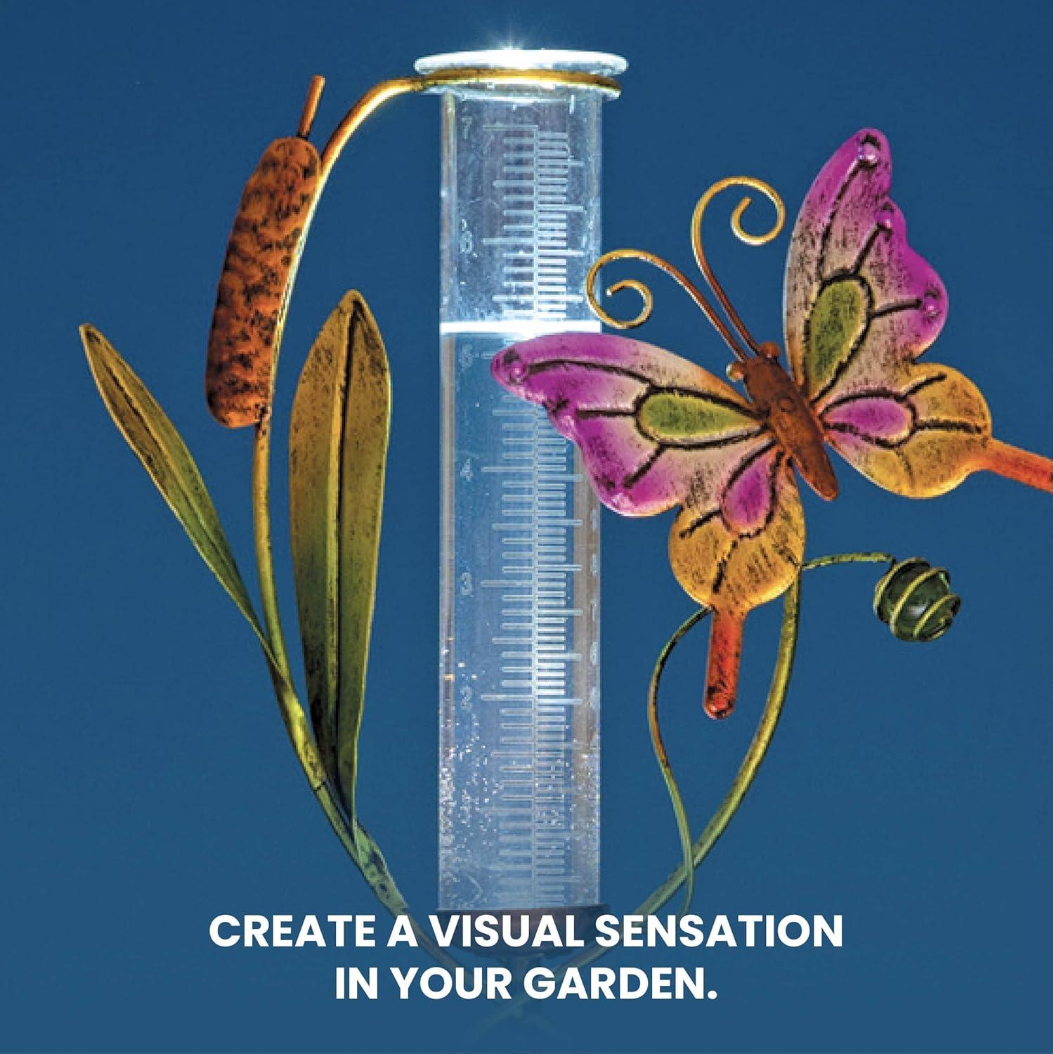 Medidor de Lluvia Solar LED Bits y Piezas Mariposa 63.5 cm