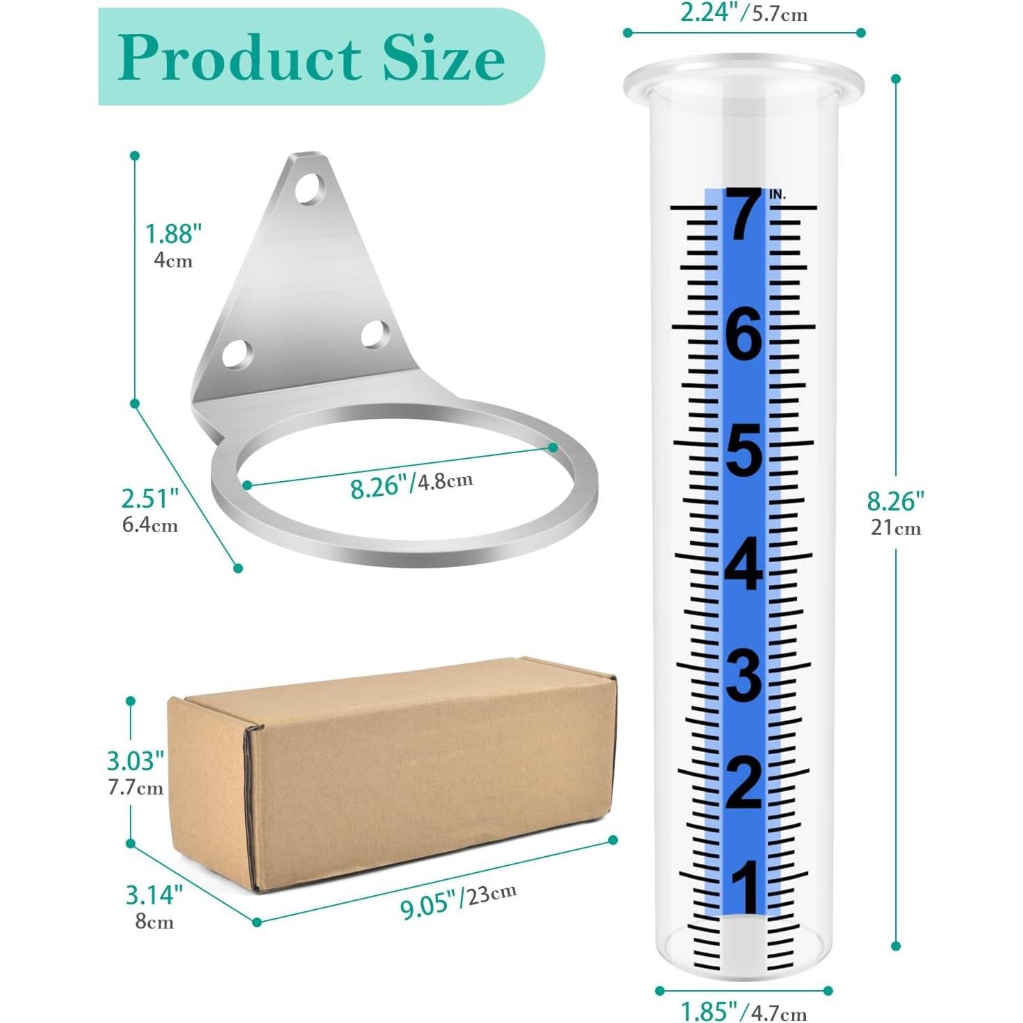 Medidor de Lluvia PACETAP 17.78 cm con Soporte Acero Inoxidable