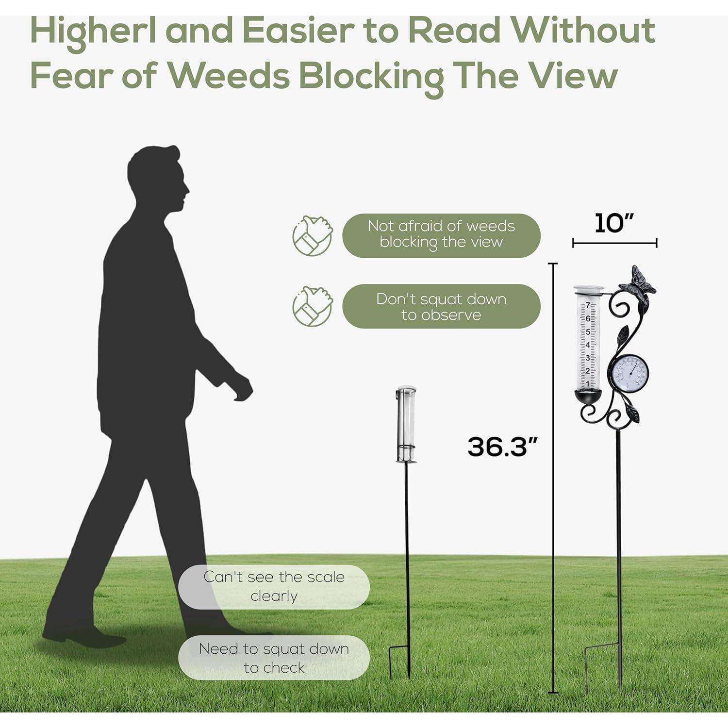 Pluviómetro Exterior Voumsil con Mariposa Negra y Termómetro