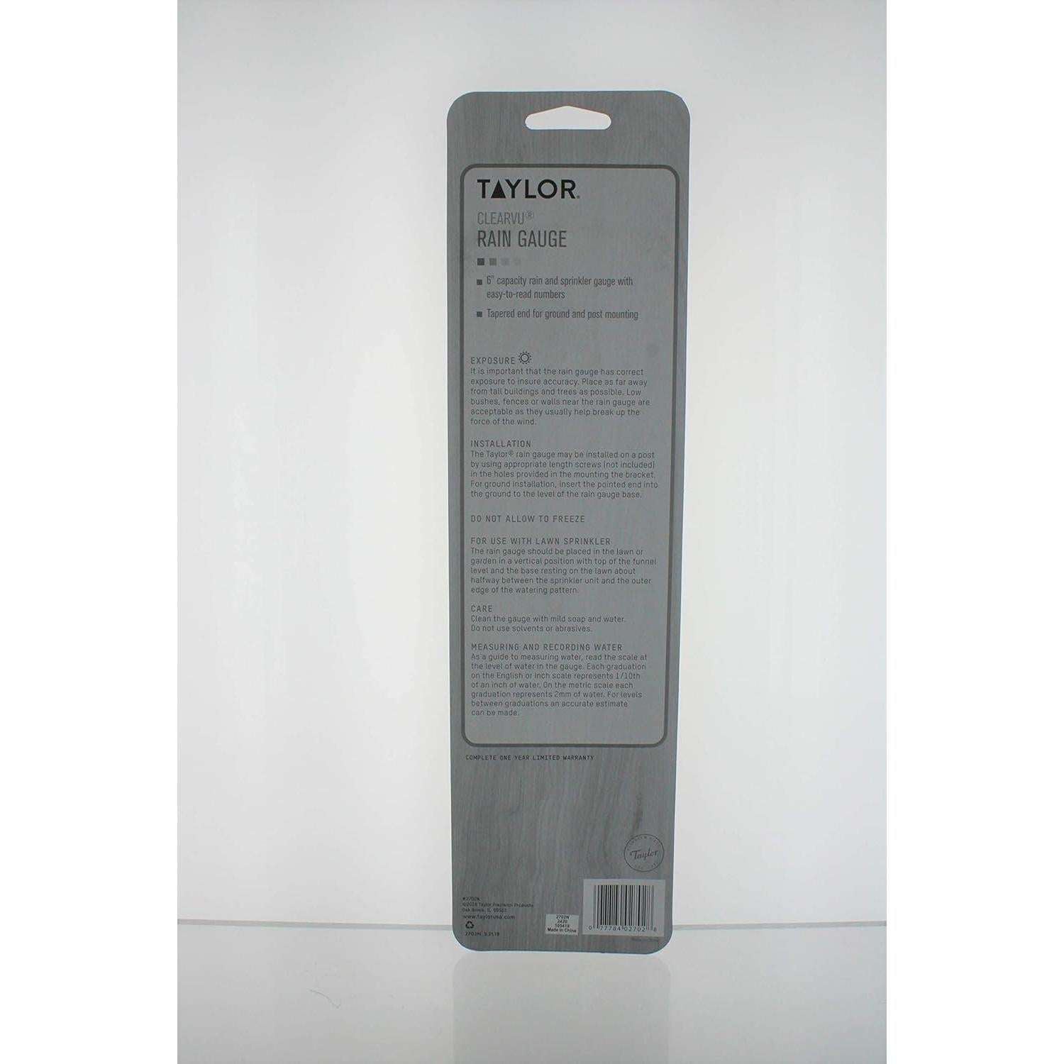 Pluviómetro Taylor 2702N 31.75 cm Policarbonato