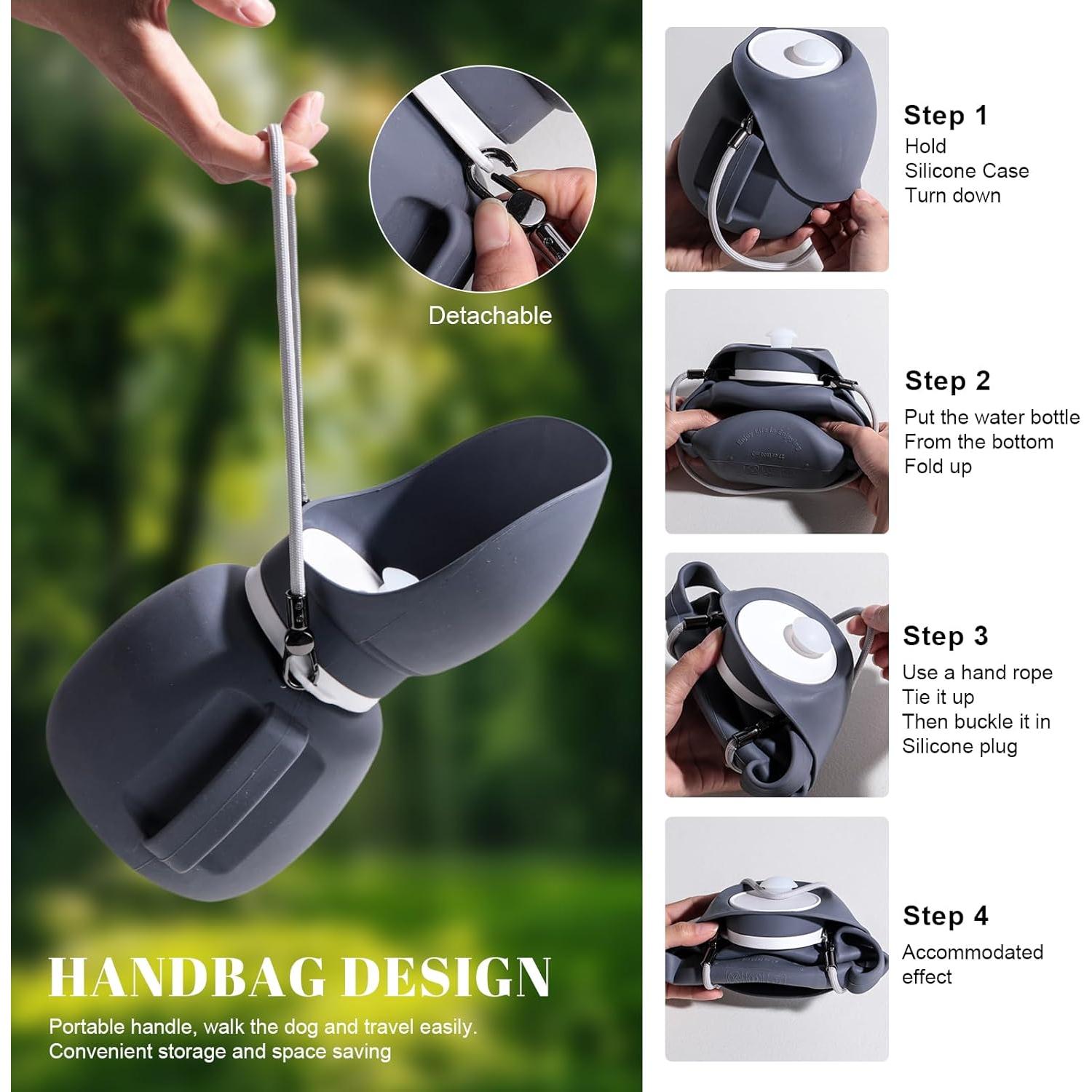 Botella de Agua Plegable para Perros NVTED 800ml a Prueba de Fugas