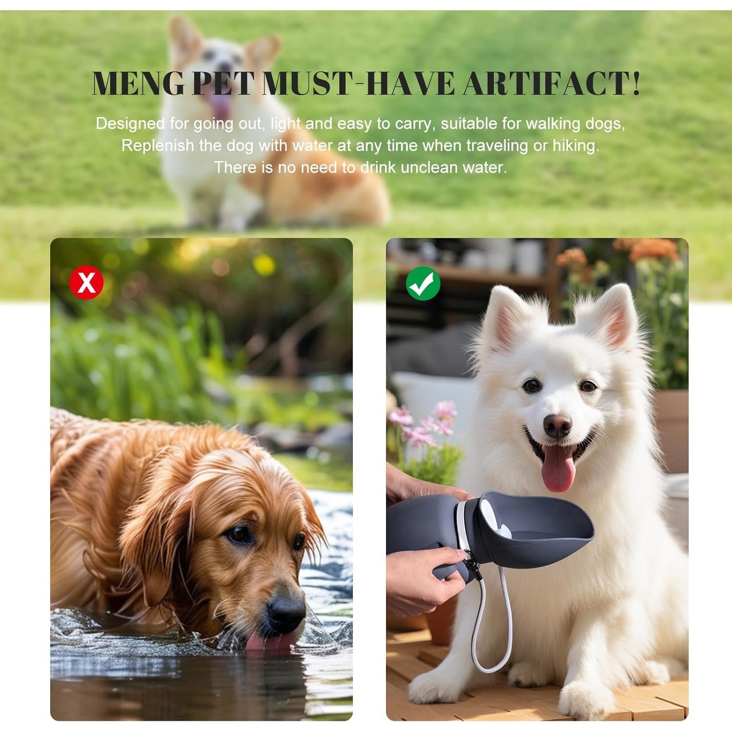 Botella de Agua Plegable para Perros NVTED 800ml a Prueba de Fugas