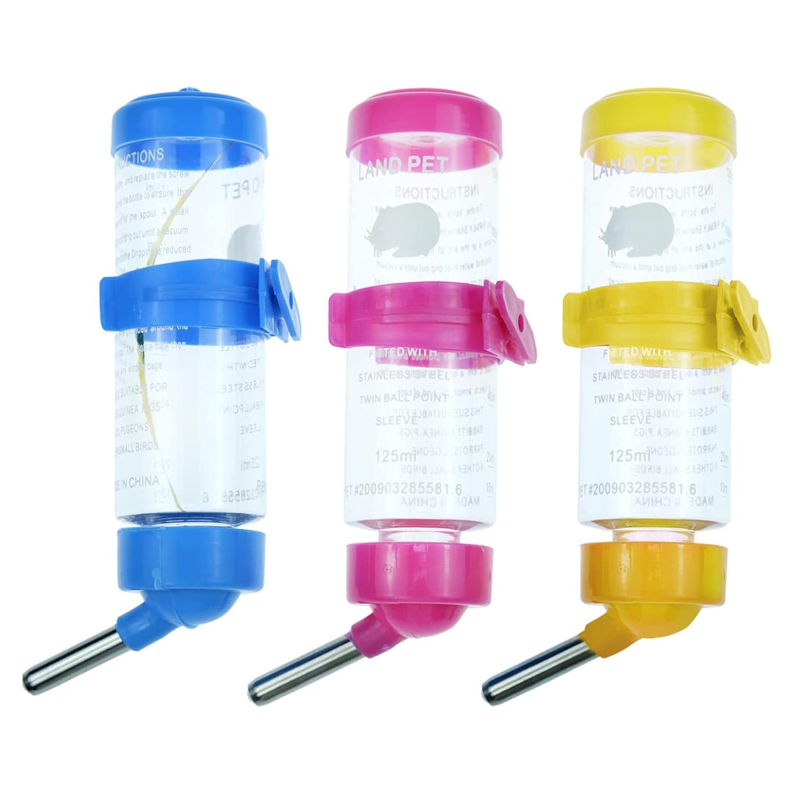Pack 3 Botellas de Agua Colgantes BLLREMIPSUR 125 ml para Hámsters