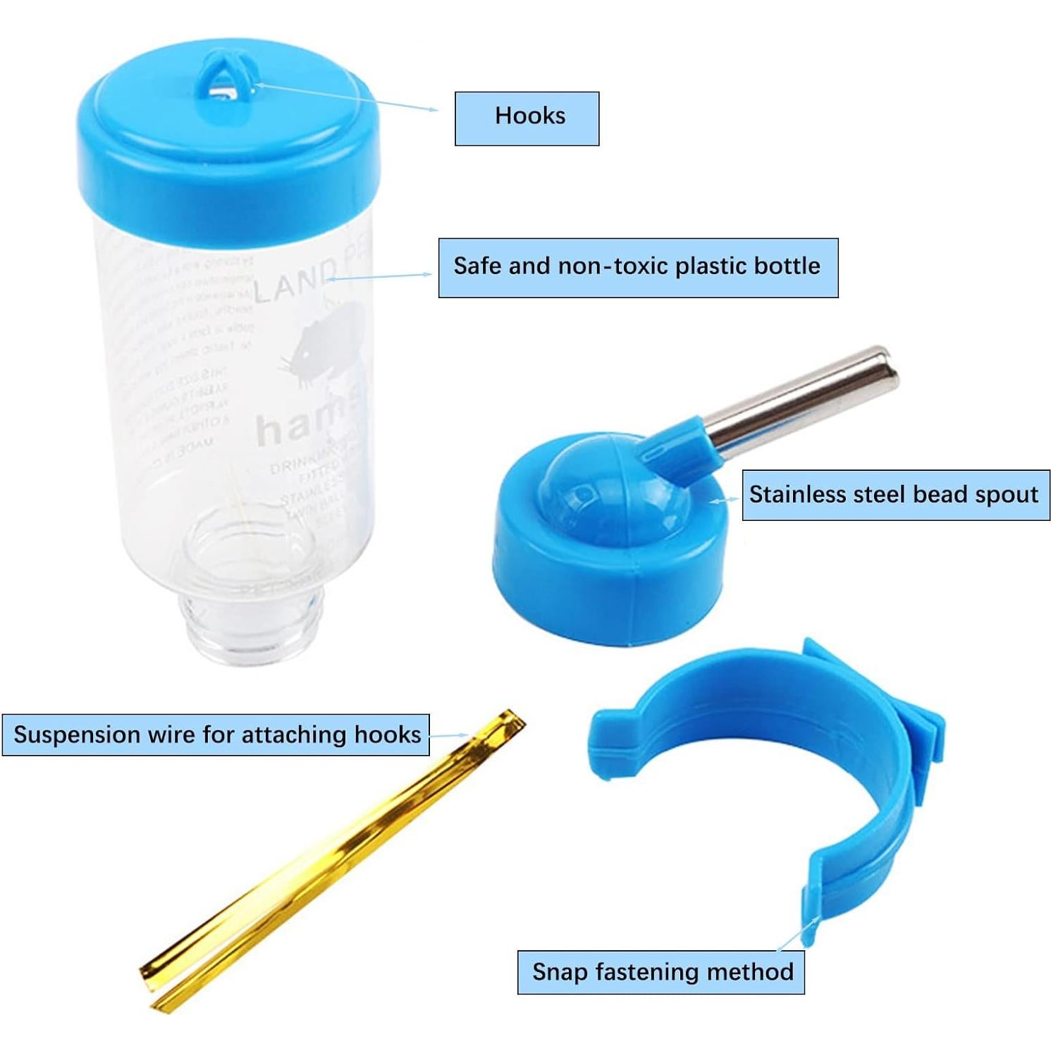 Pack 3 Botellas de Agua Colgantes BLLREMIPSUR 125 ml para Hámsters