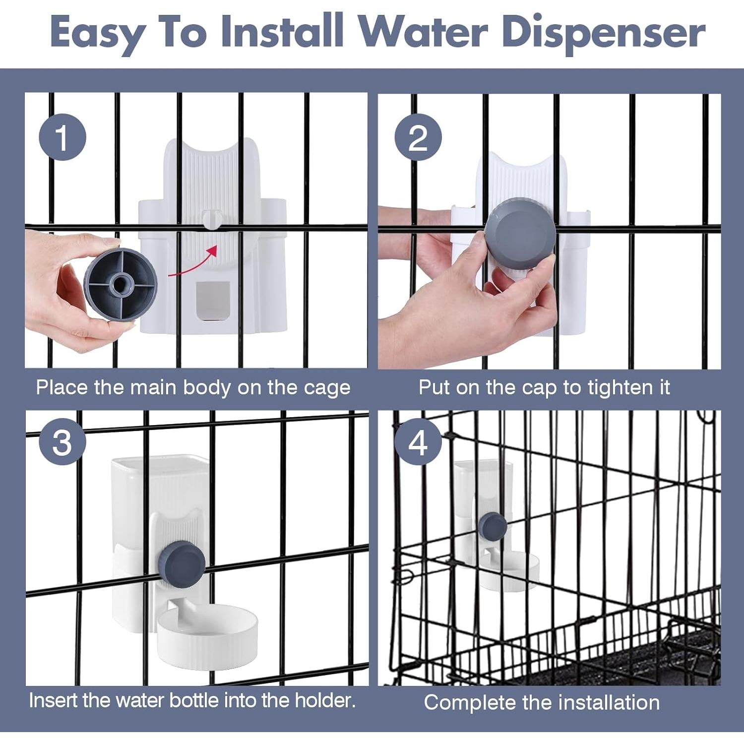 Botella de Agua Colgante para Conejos GLYVIAN 975ml Gris