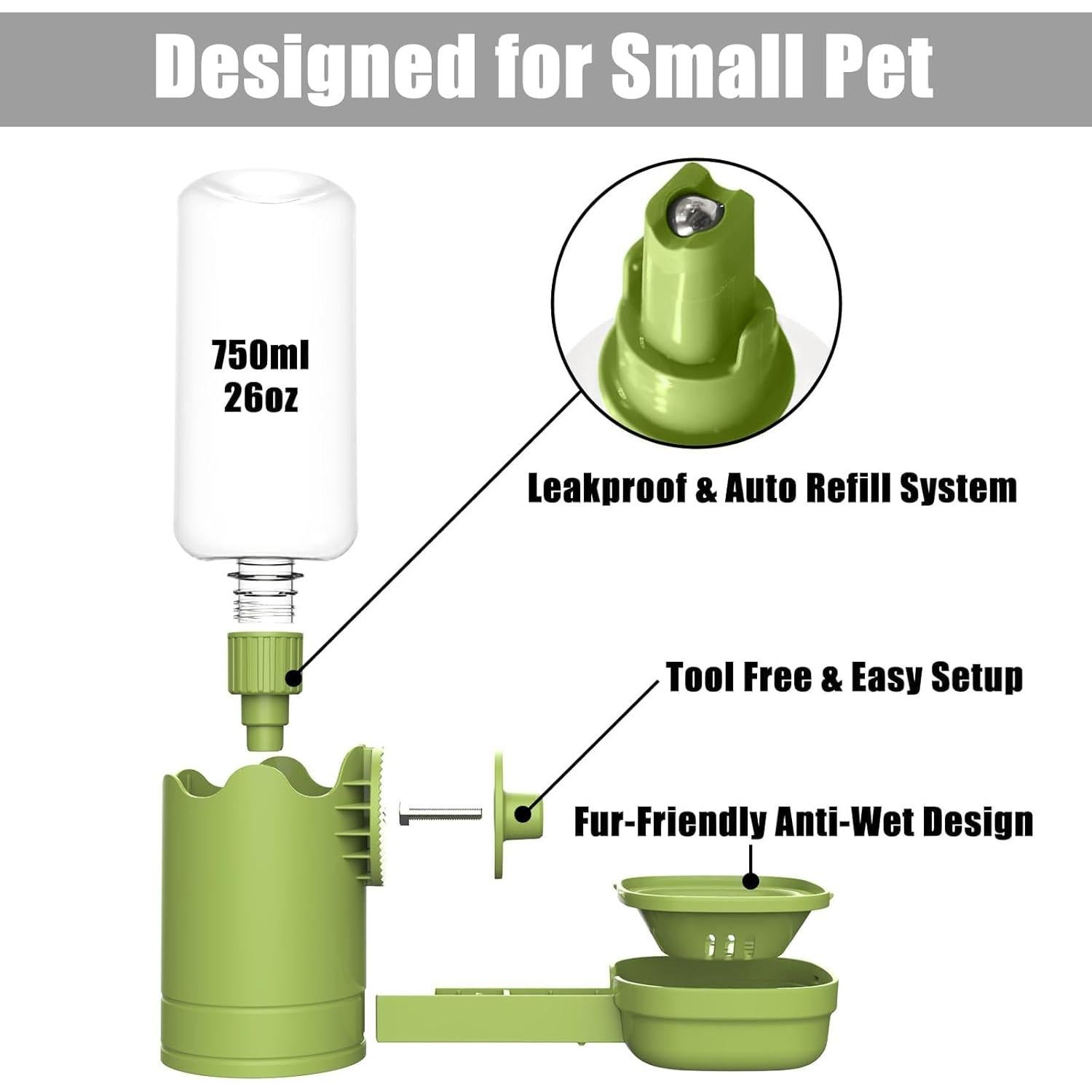 Botella de Agua para Mascotas TOKAYIFE 750ml Verde