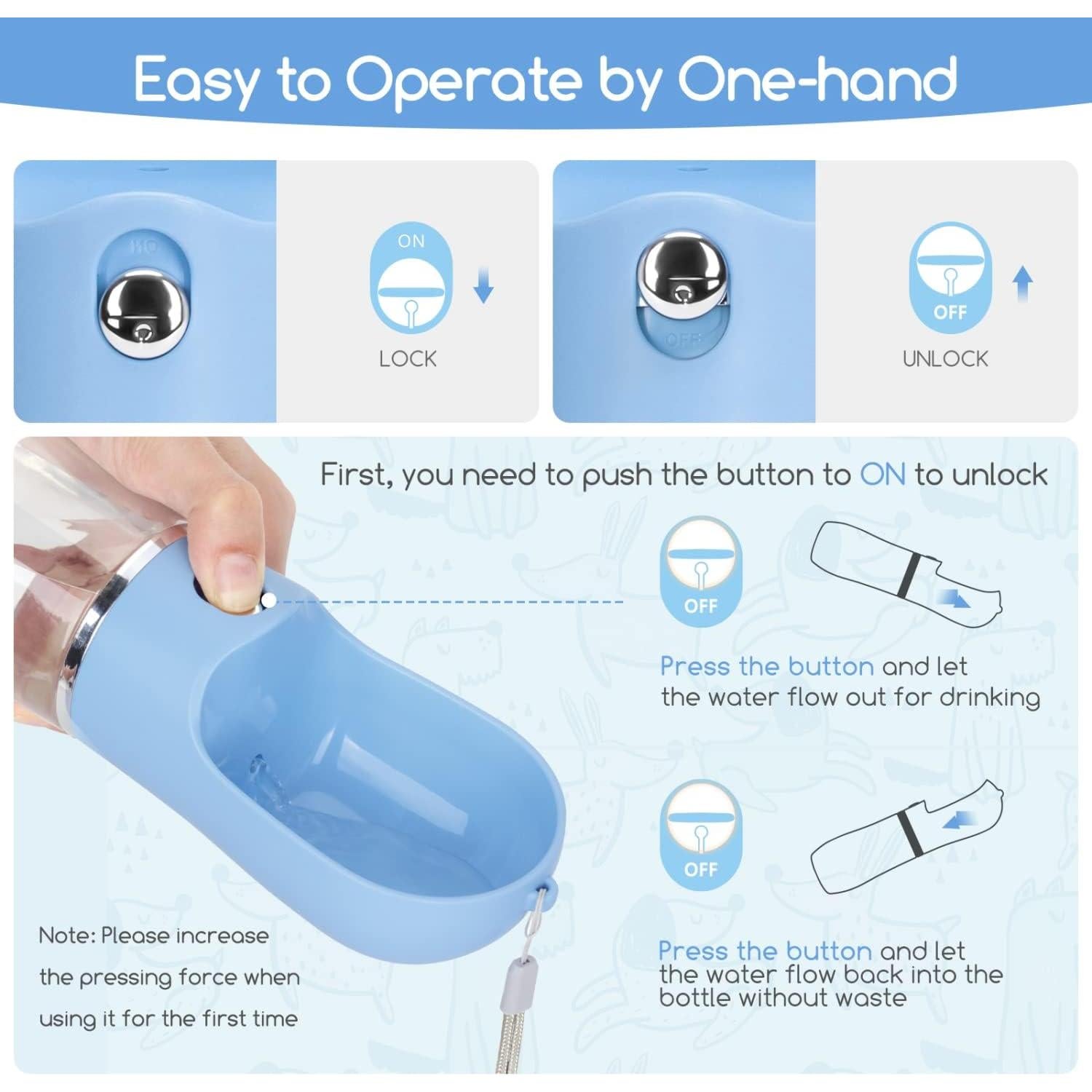 Botella de Agua para Perros Nobleza 0.38L a Prueba de Fugas