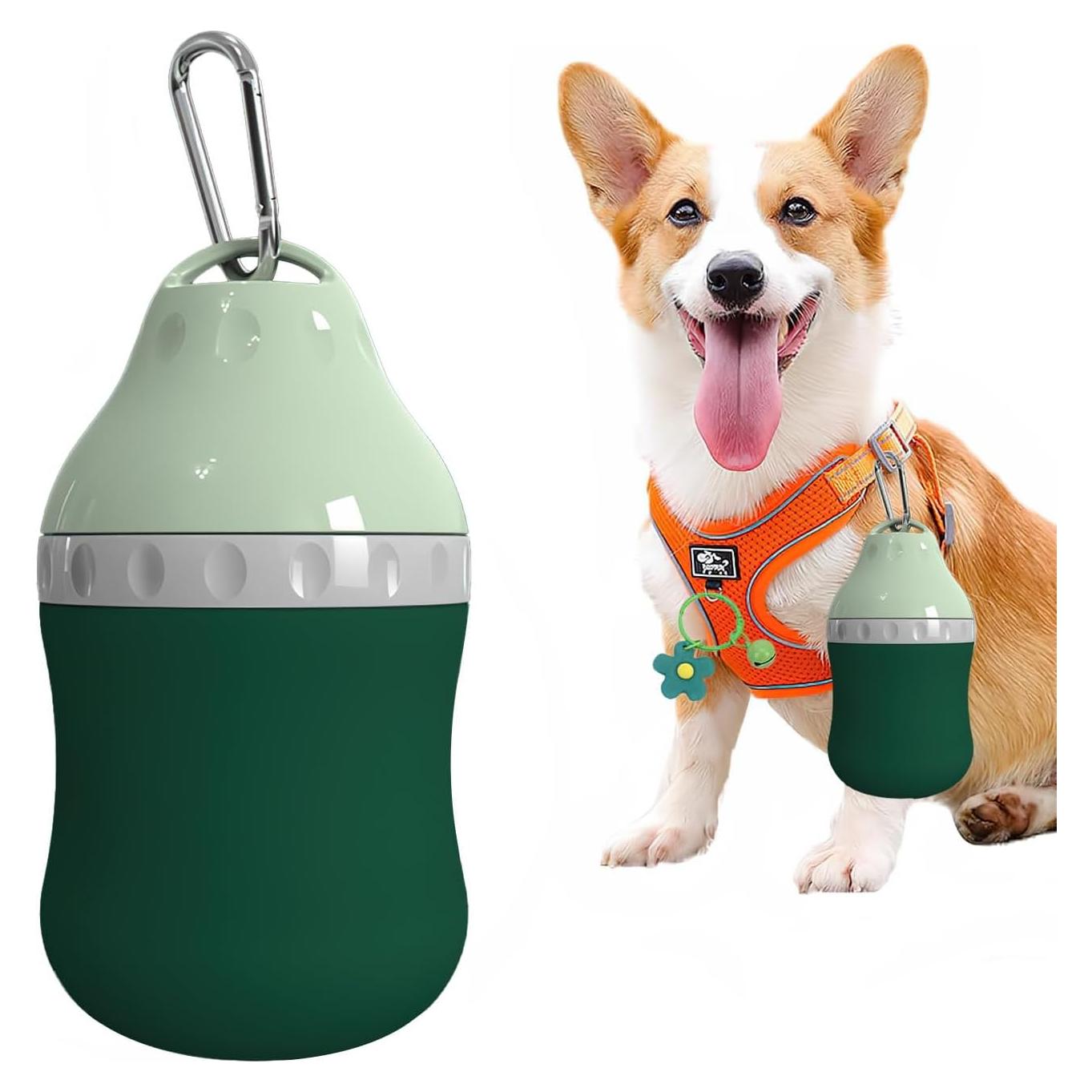 Botella de Agua para Perros Zazoot 400 ml Plegable Verde