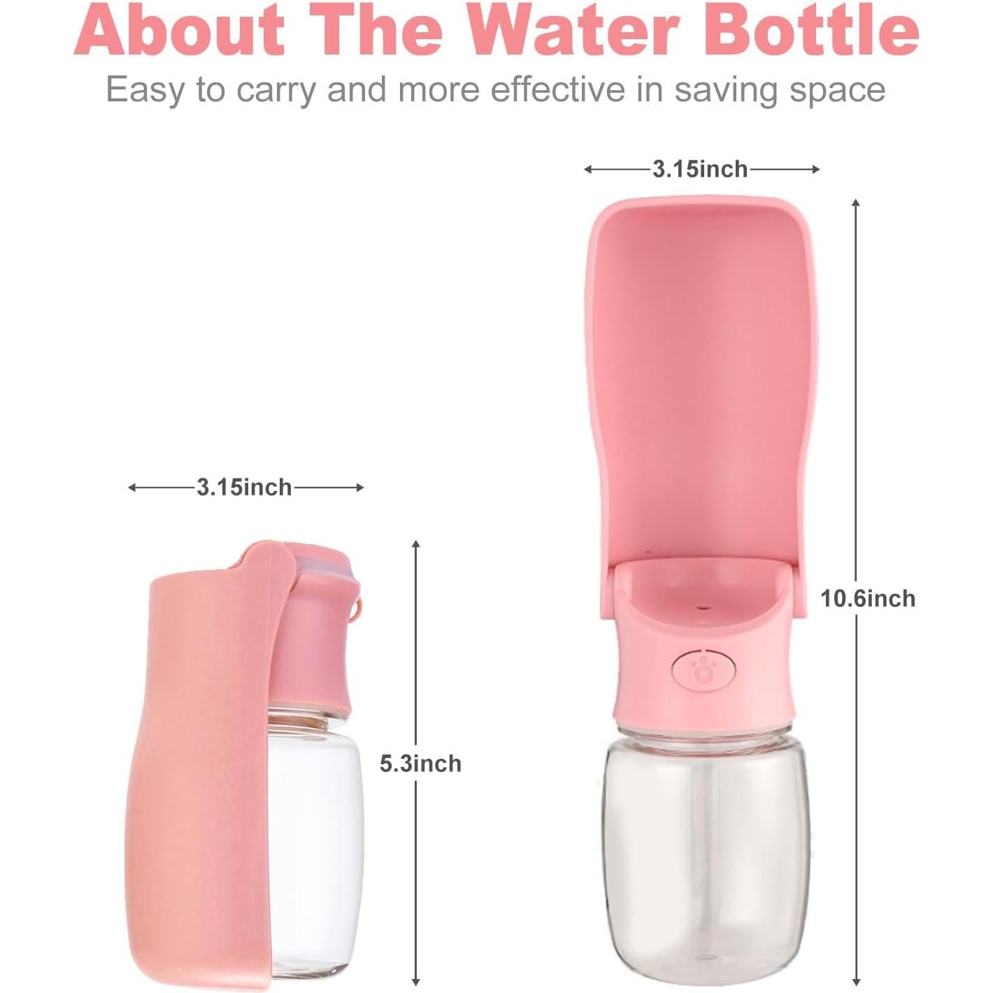 Botella de Agua Plegable para Perros Genérico 166g Rosa