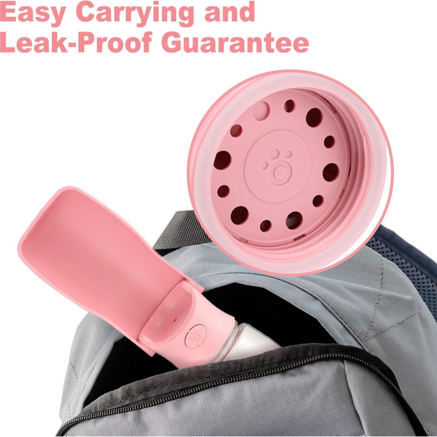 Botella de Agua Plegable para Perros Genérico 166g Rosa