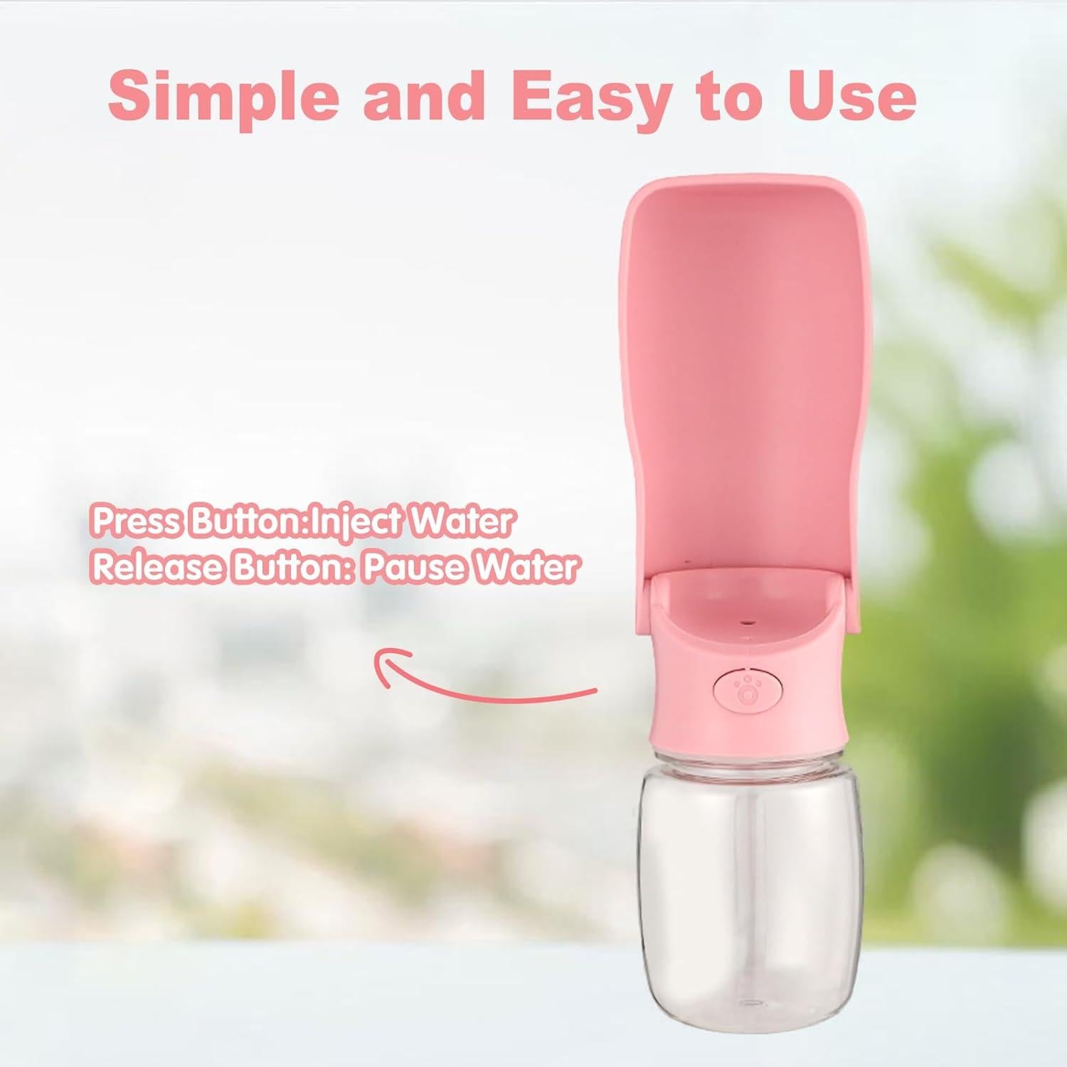 Botella de Agua Plegable para Perros Genérico 166g Rosa