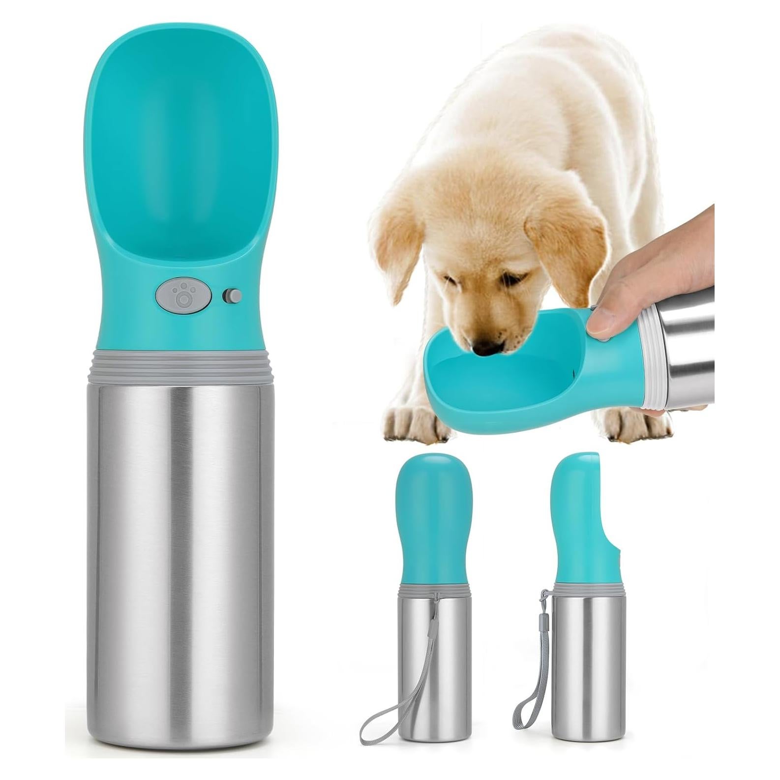 Botella de Agua Portátil para Perros LIANGUI 414 ML Acero Inoxidable