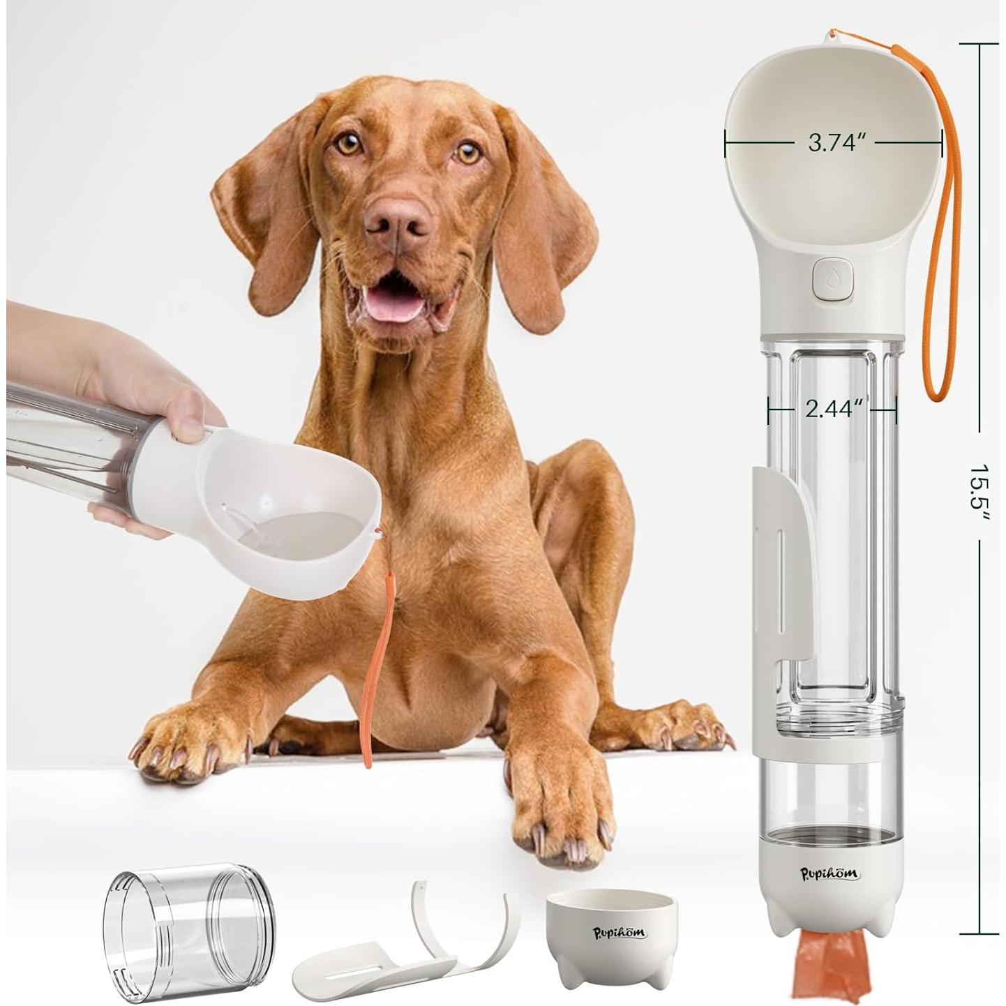 Botella de Agua Portátil PUPIHOM 500ML 3 en 1 para Perros