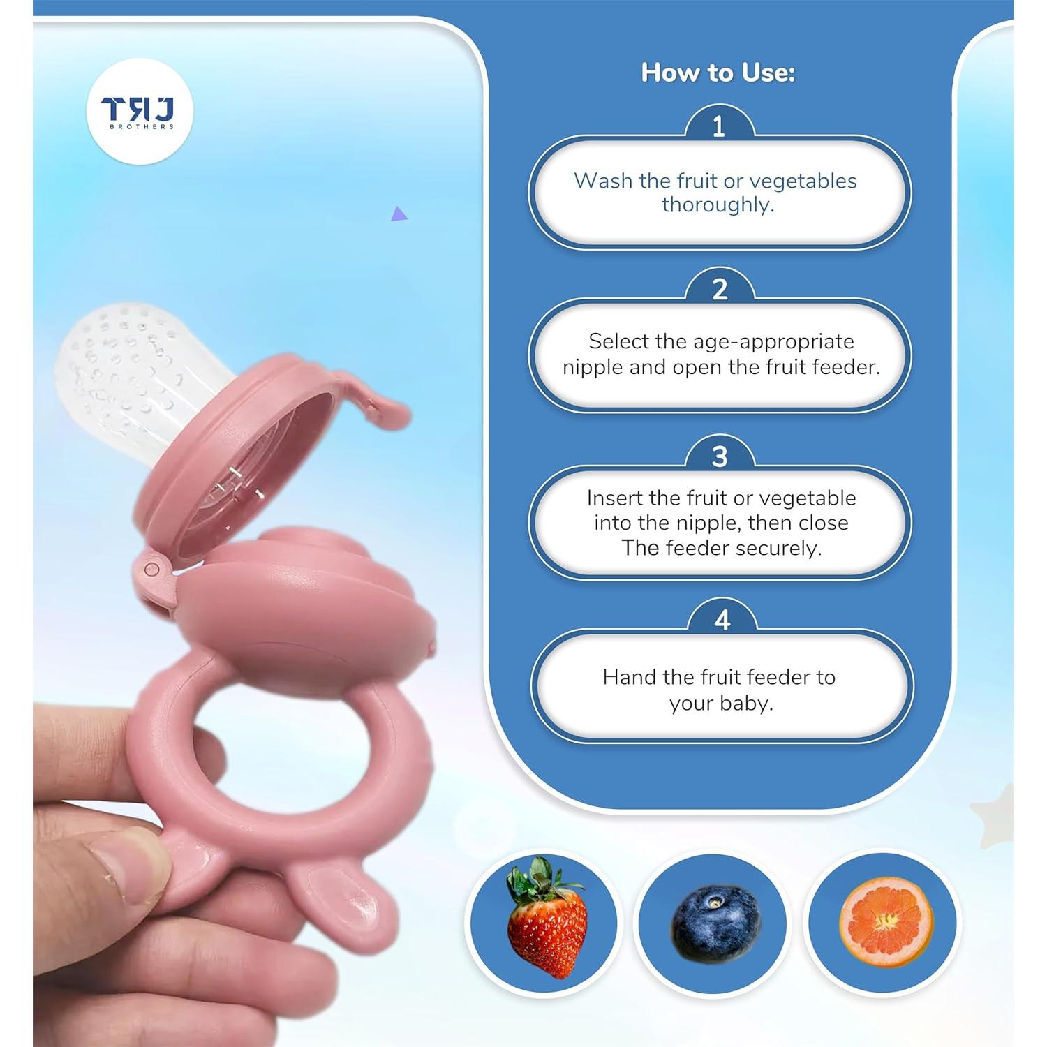 Chupete Alimentador de Frutas TRJ Brothers 2 Pcs - Silicona Segura