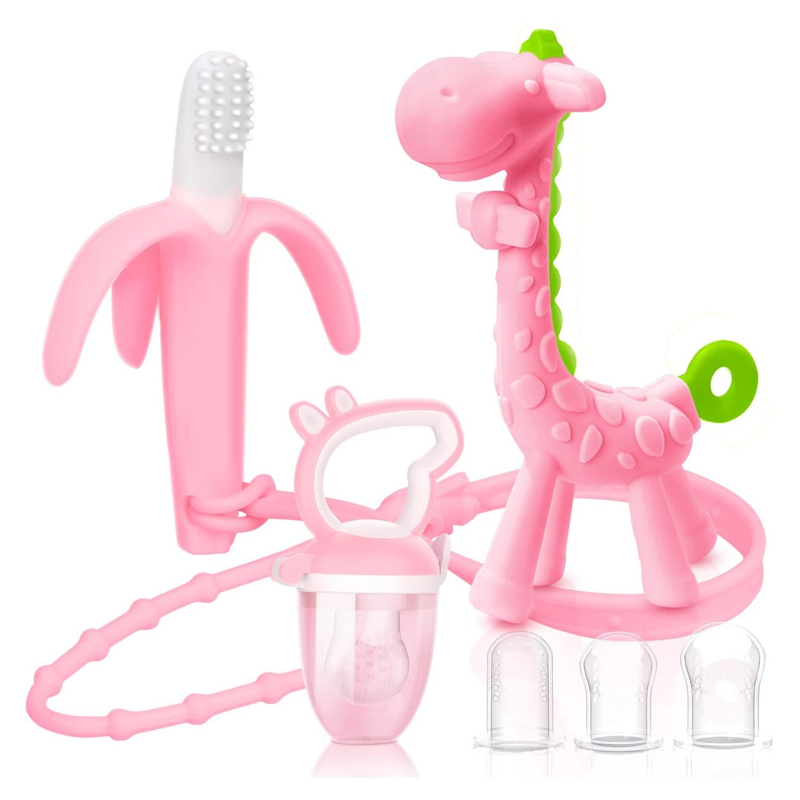 Mordedor y Chupete de Silicona Orgánica Care Global Rosa