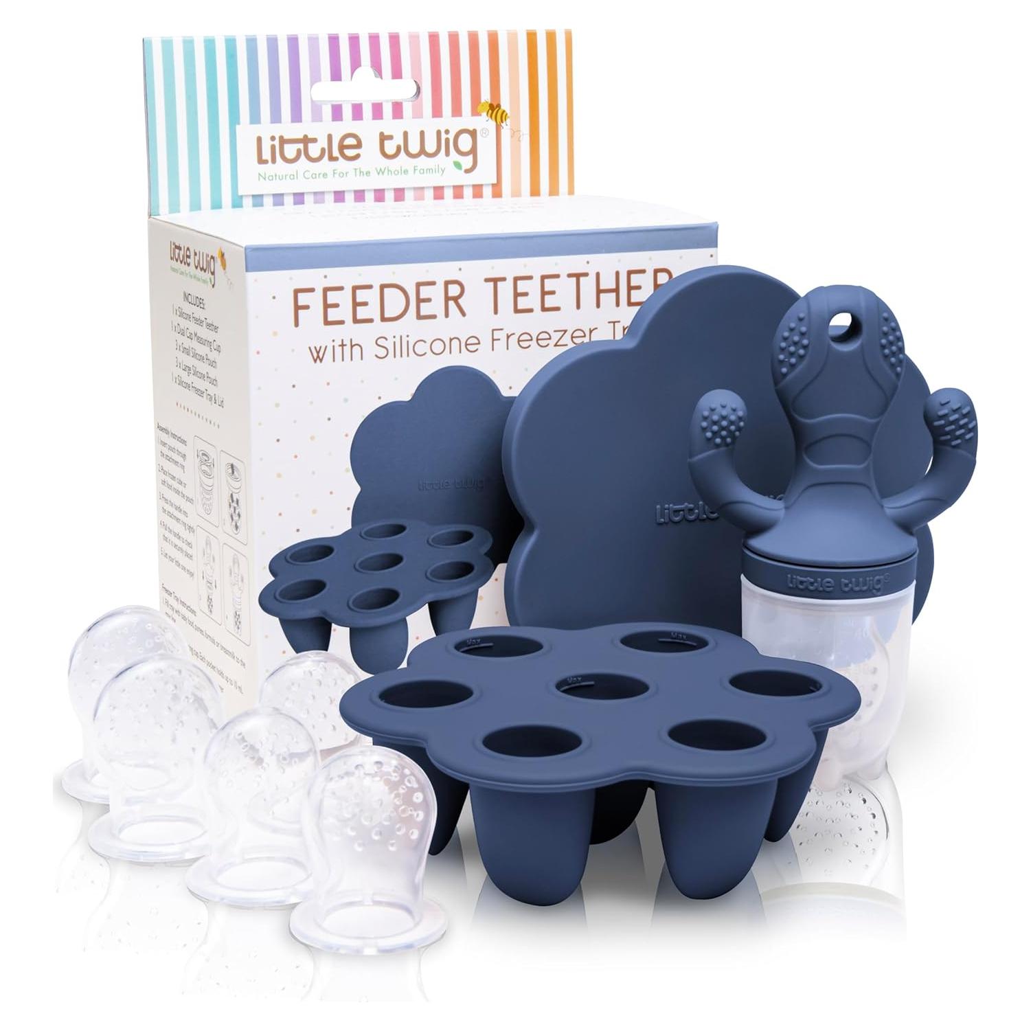 Chupete Alimentador de Frutas Pequeña Rama Silicona Azul