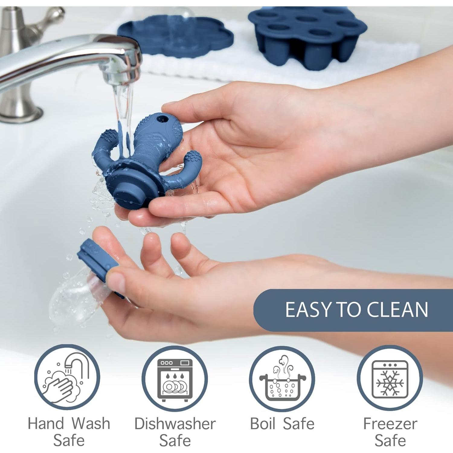 Chupete Alimentador de Frutas Pequeña Rama Silicona Azul