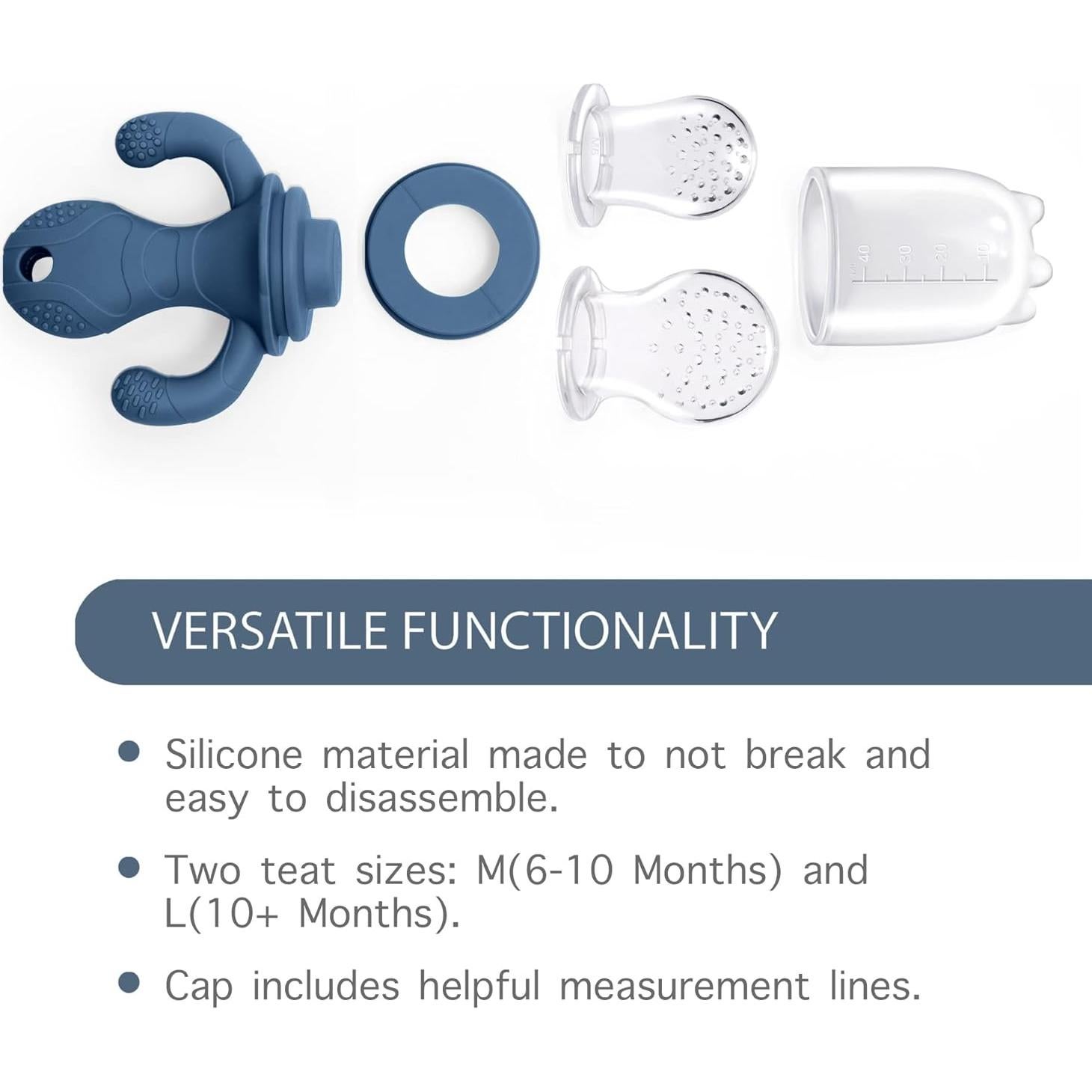 Chupete Alimentador de Frutas Pequeña Rama Silicona Azul