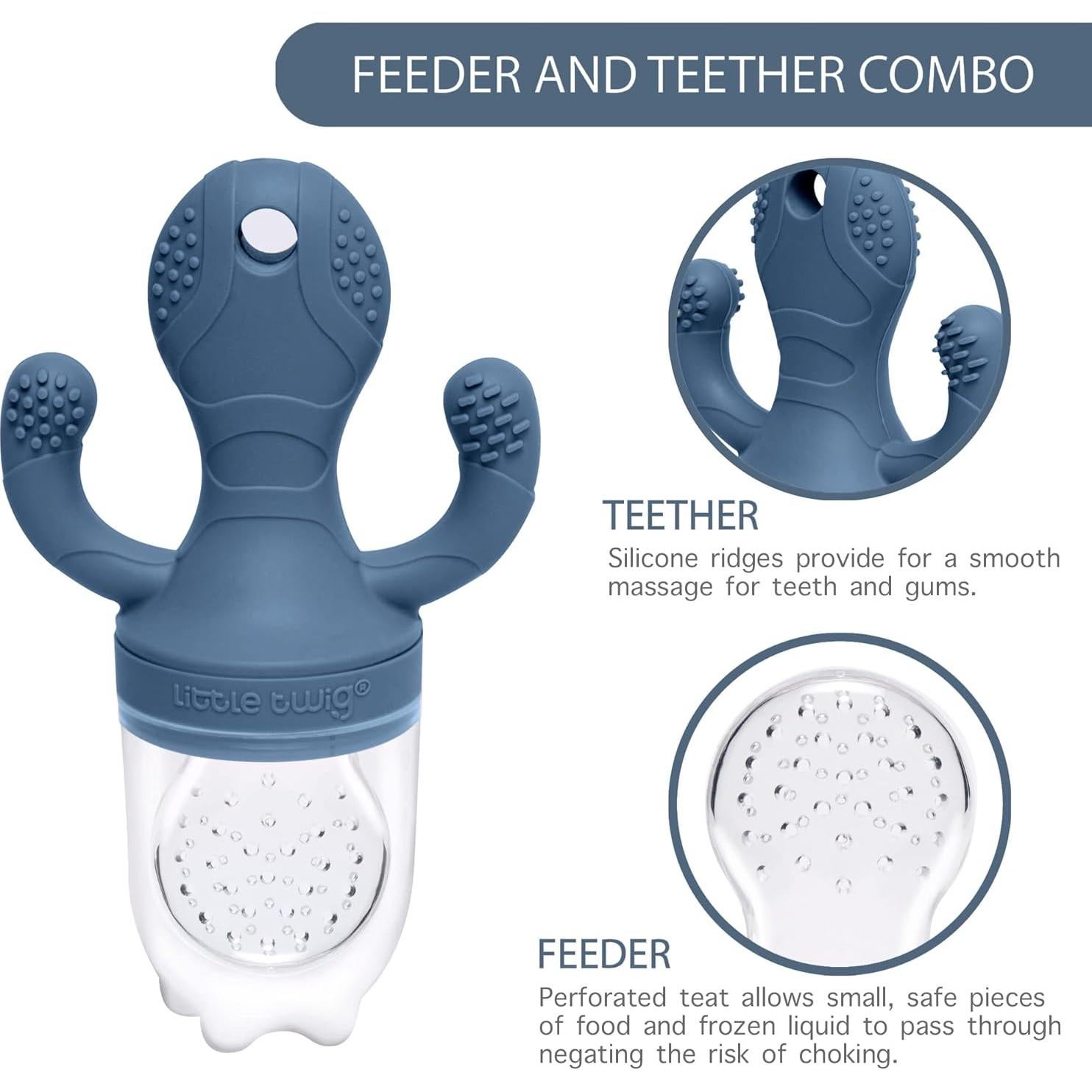 Chupete Alimentador de Frutas Pequeña Rama Silicona Azul