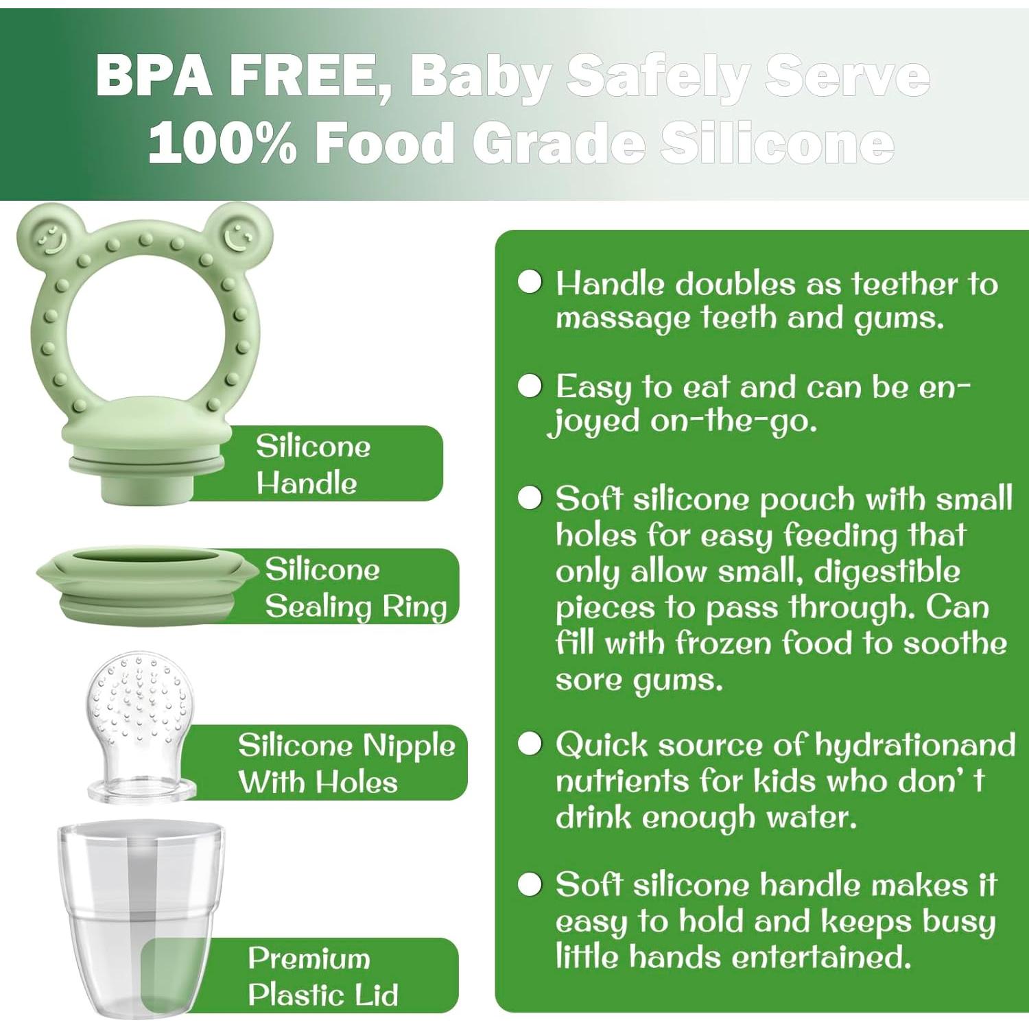 Alimentador de Frutas JEXFUN de Silicona para Bebés 4 Meses+