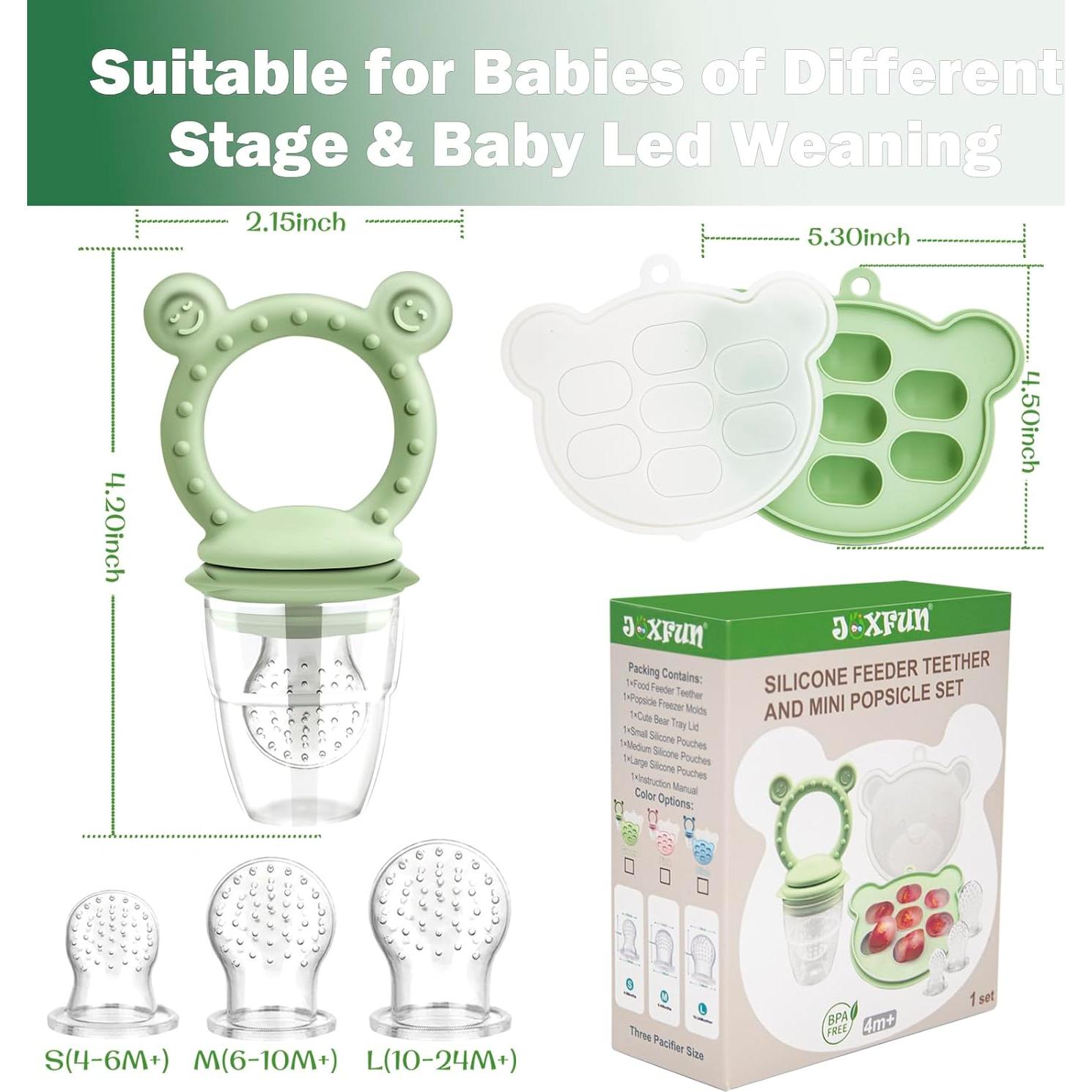 Alimentador de Frutas JEXFUN de Silicona para Bebés 4 Meses+