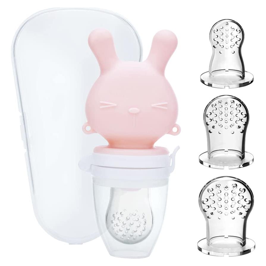 Alimentador de Silicona para Bebés Rosa - Utensilio de Autocomida