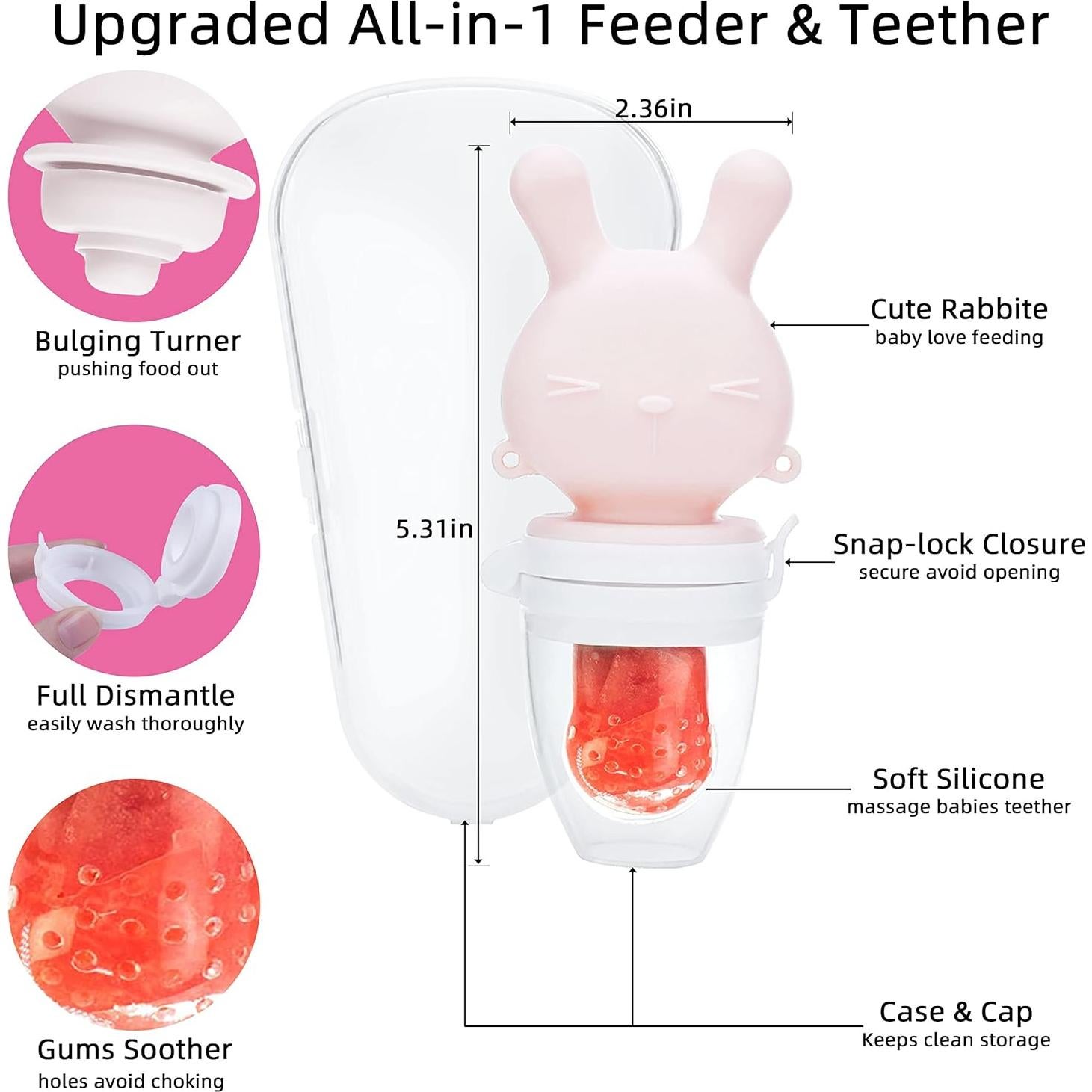 Alimentador de Silicona para Bebés Rosa - Utensilio de Autocomida