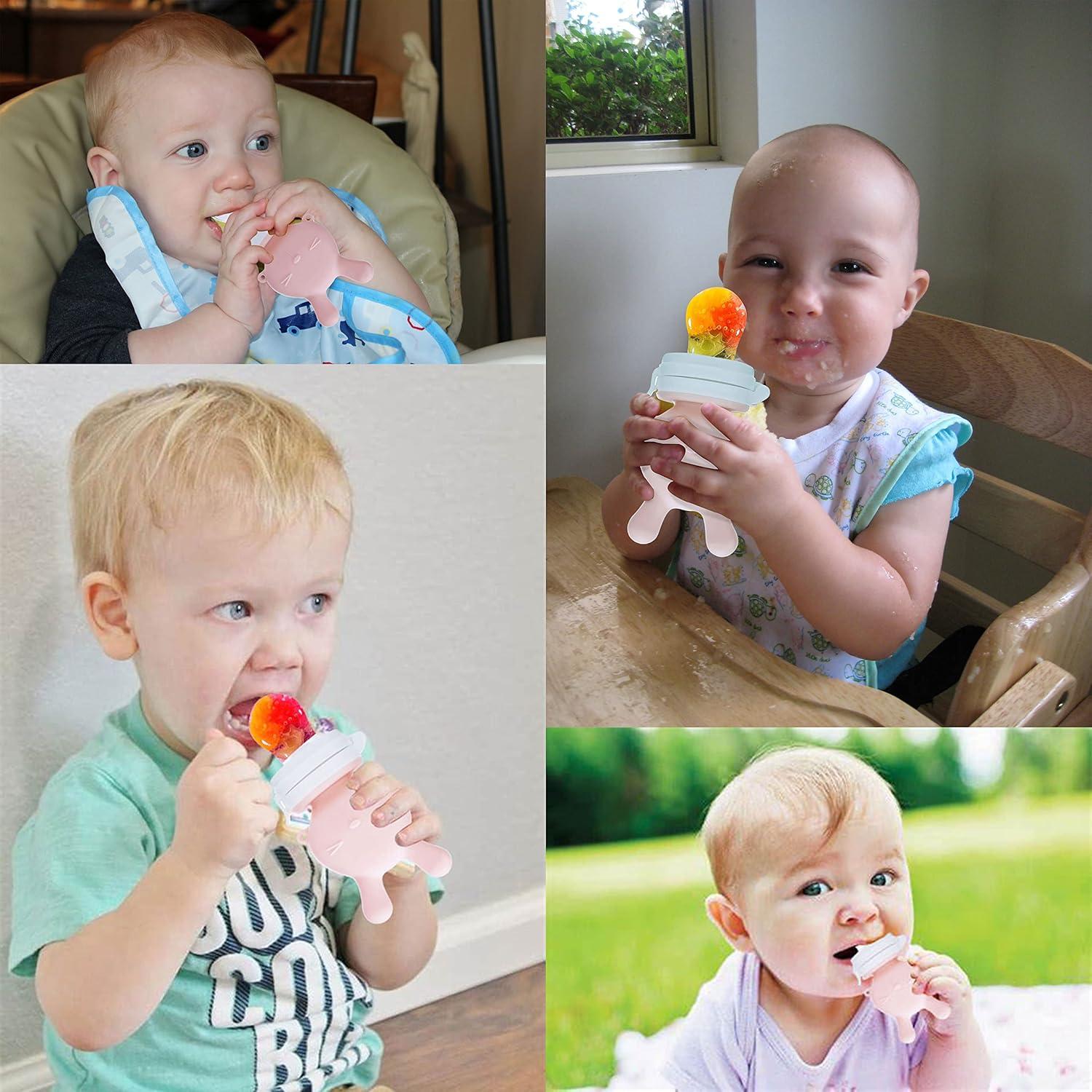 Alimentador de Silicona para Bebés Rosa - Utensilio de Autocomida