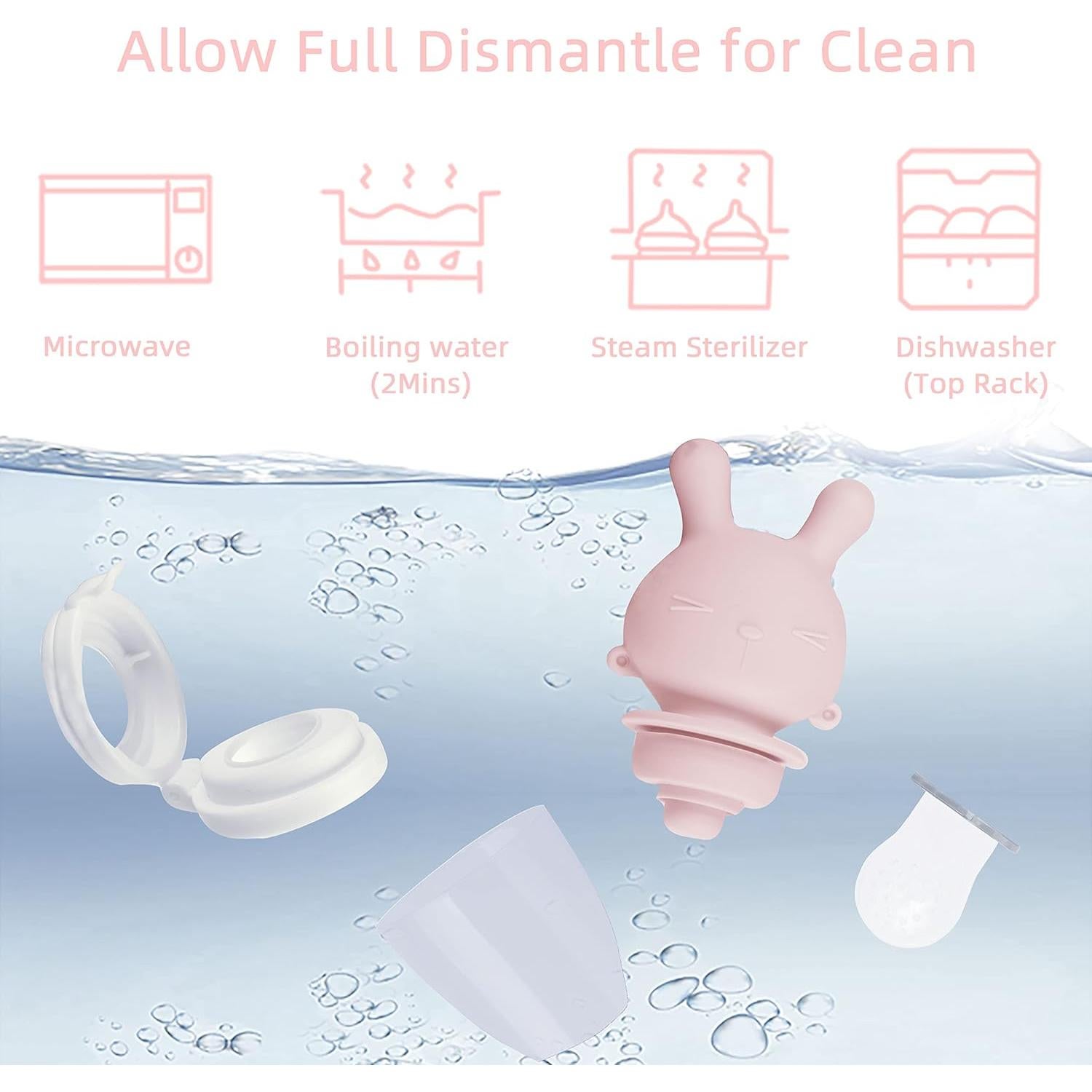 Alimentador de Silicona para Bebés Rosa - Utensilio de Autocomida