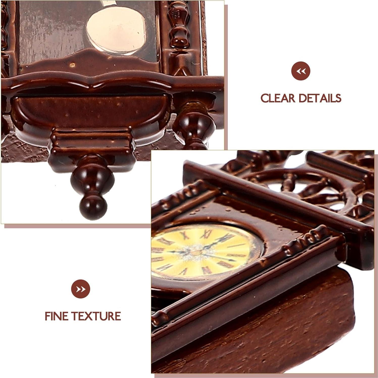 Reloj de Casa de Muñecas Vintage Gadpiparty 1:12 Madera