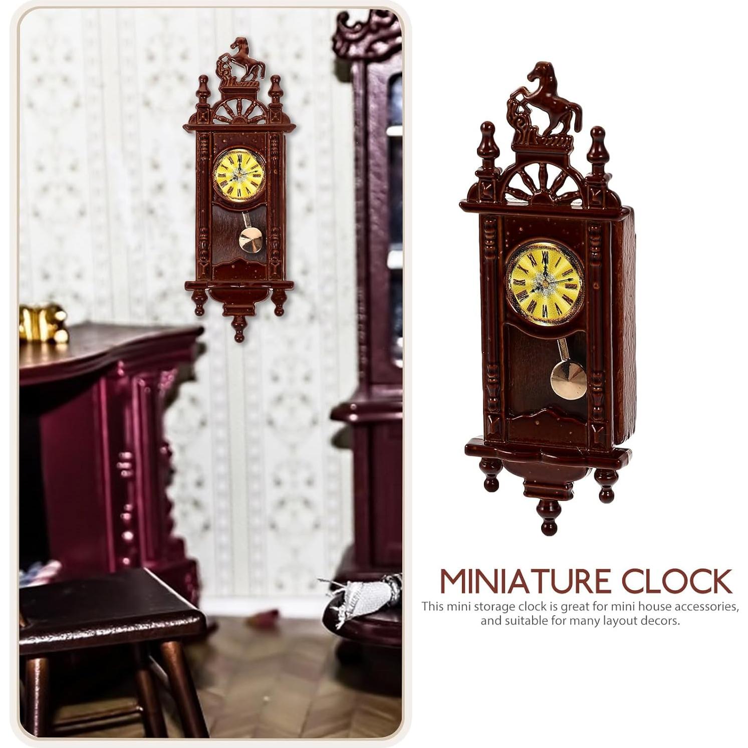 Reloj de Casa de Muñecas Vintage Gadpiparty 1:12 Madera