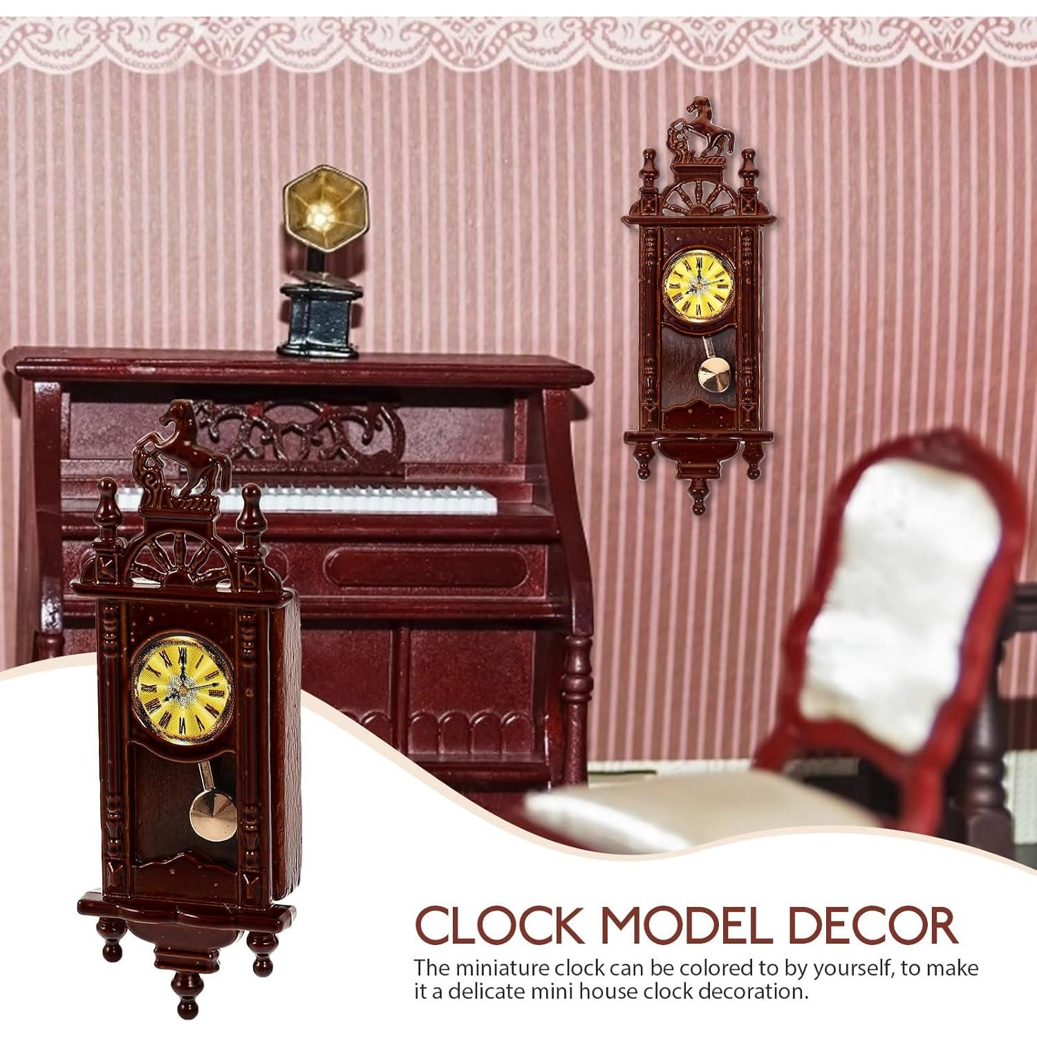 Reloj de Casa de Muñecas Vintage Gadpiparty 1:12 Madera