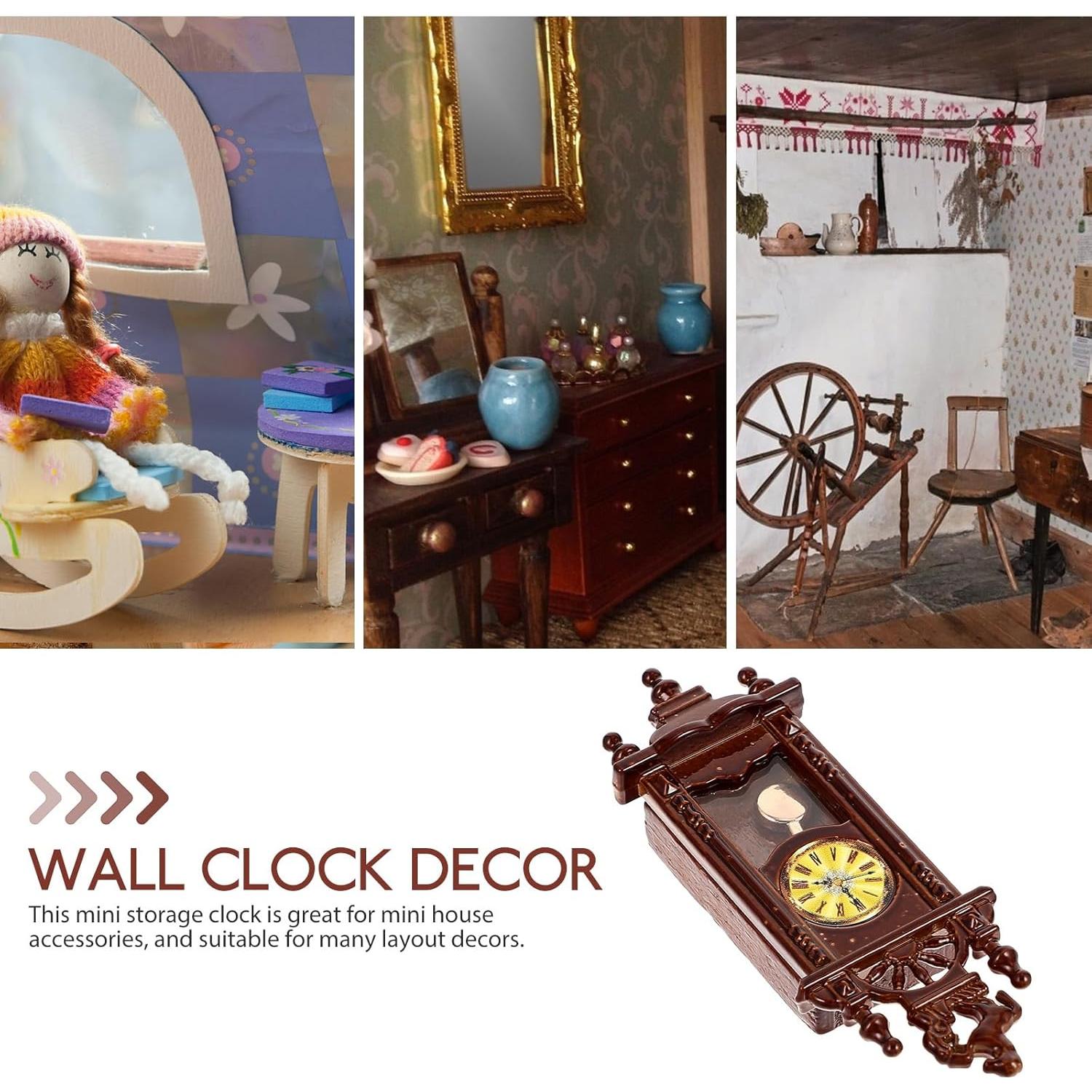 Reloj de Casa de Muñecas Vintage Gadpiparty 1:12 Madera