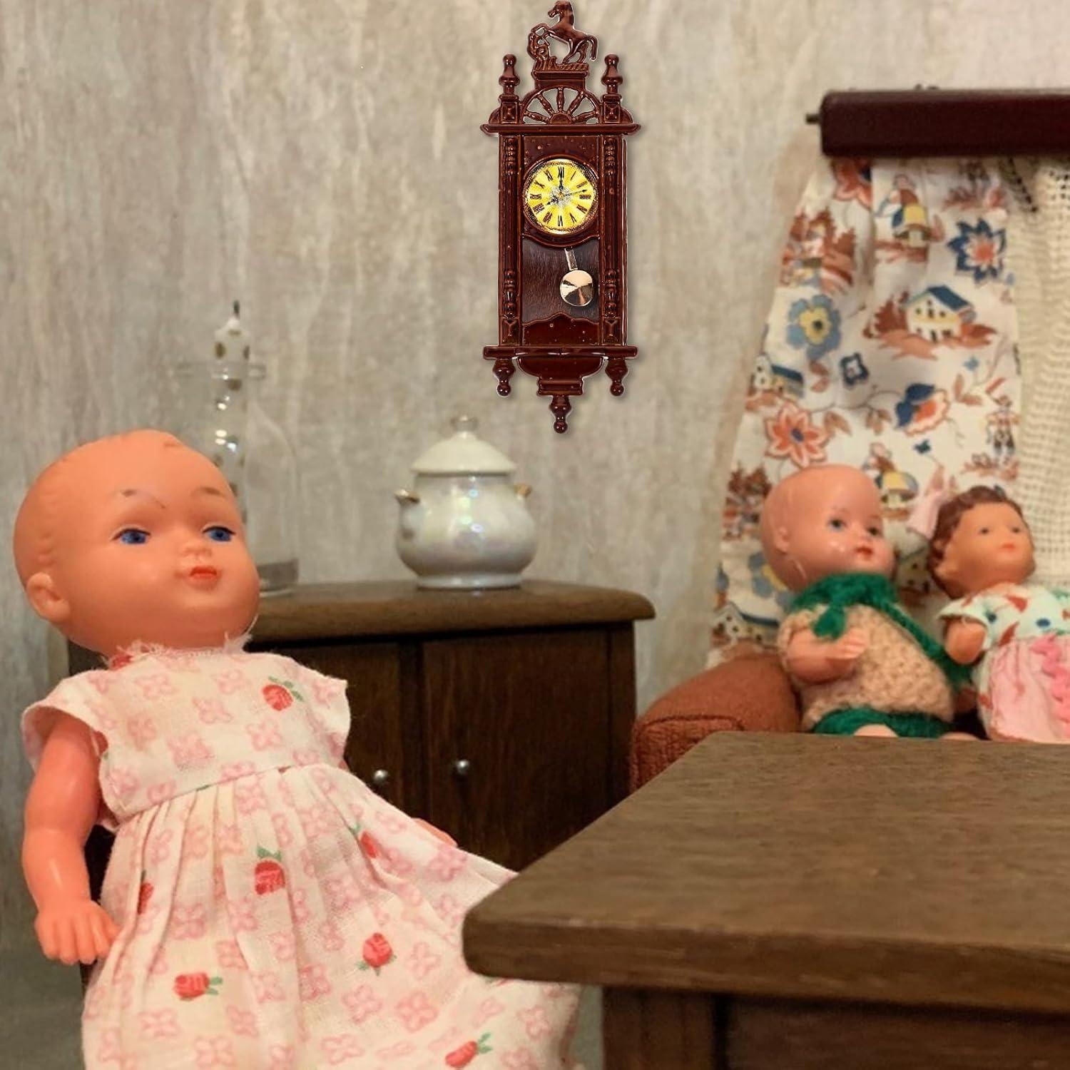 Reloj de Casa de Muñecas Vintage Gadpiparty 1:12 Madera
