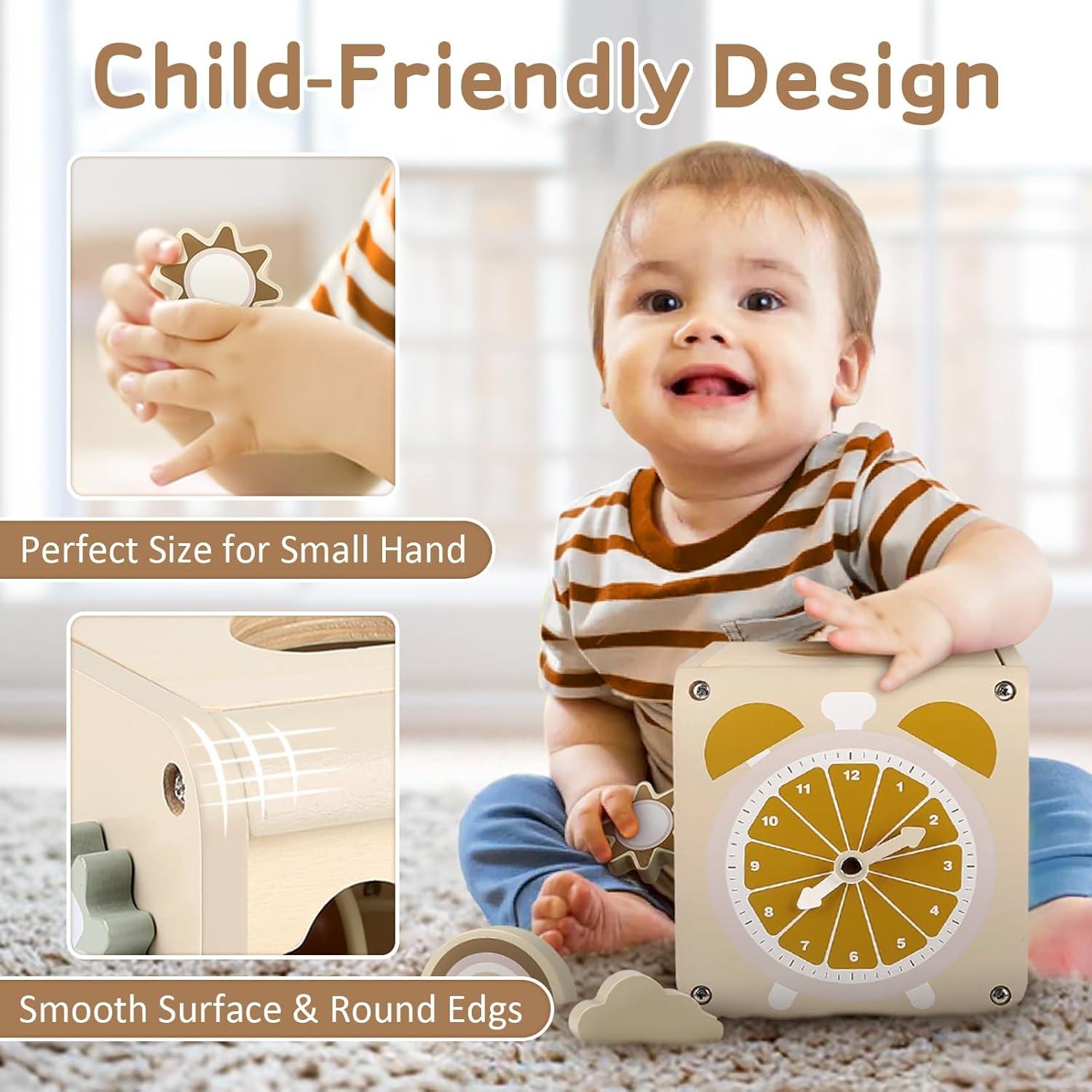 Cubo de Actividad Sensorial de Madera Vanplay 5 en 1 para Bebés