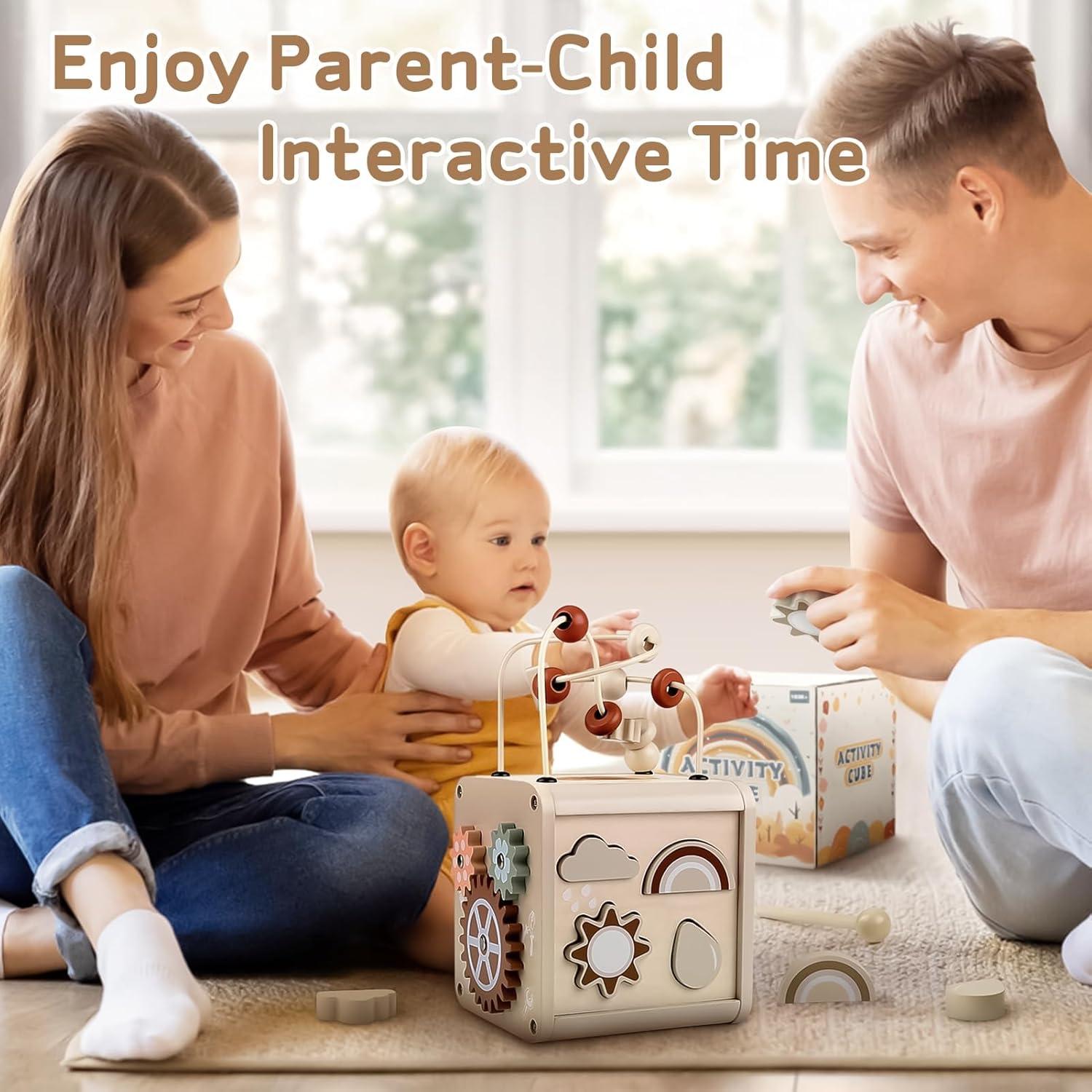 Cubo de Actividad Sensorial de Madera Vanplay 5 en 1 para Bebés