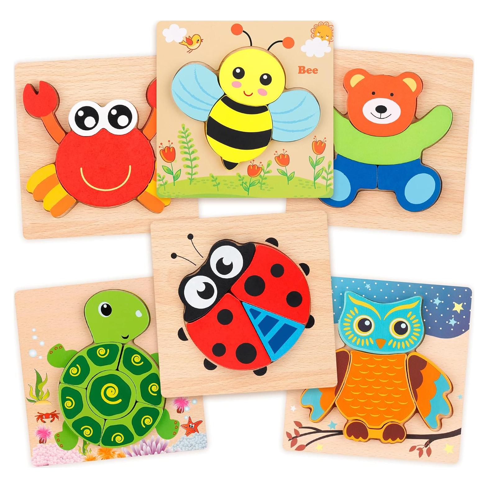 Juego de Rompecabezas de Madera Coogam - 6 Animales Montessori