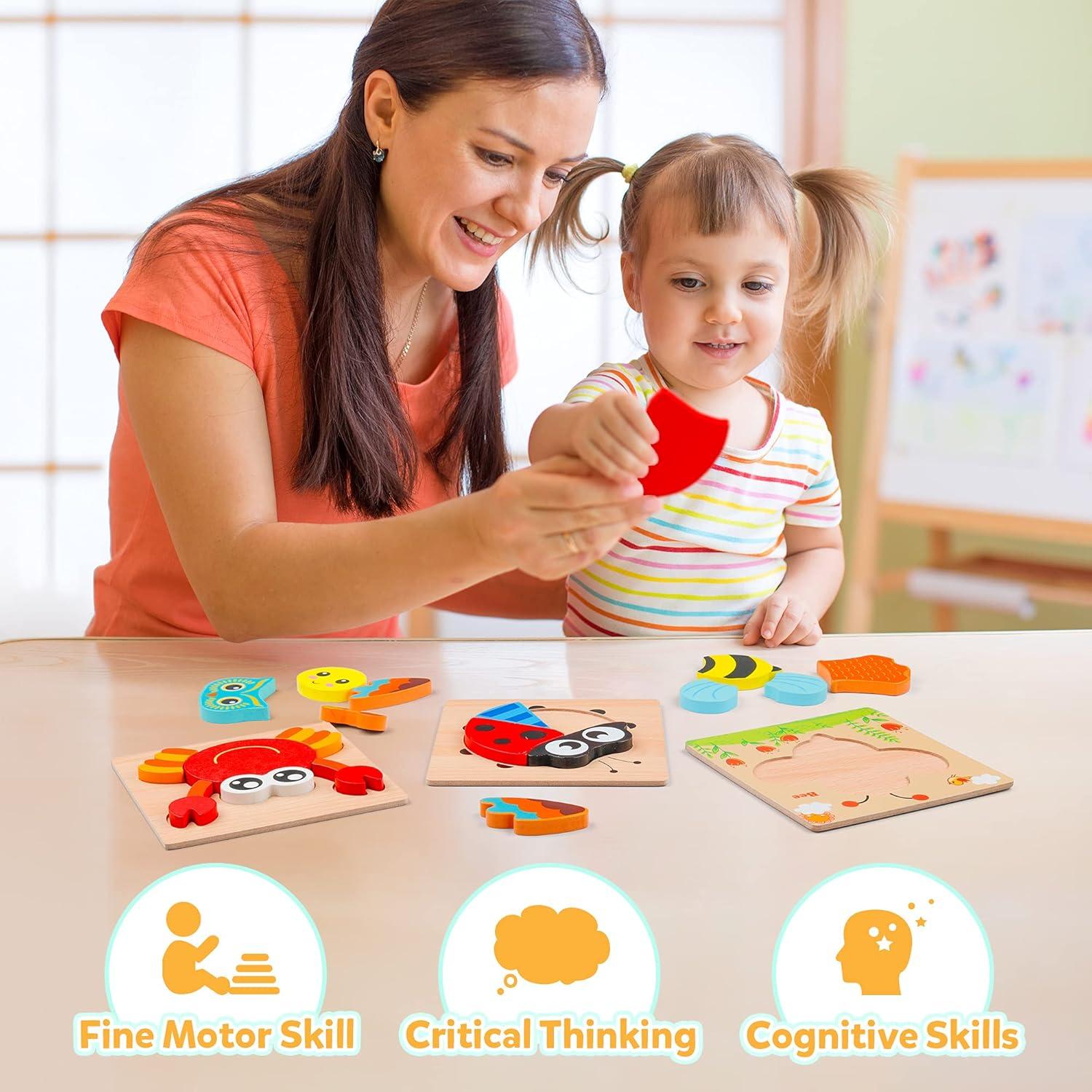 Juego de Rompecabezas de Madera Coogam - 6 Animales Montessori