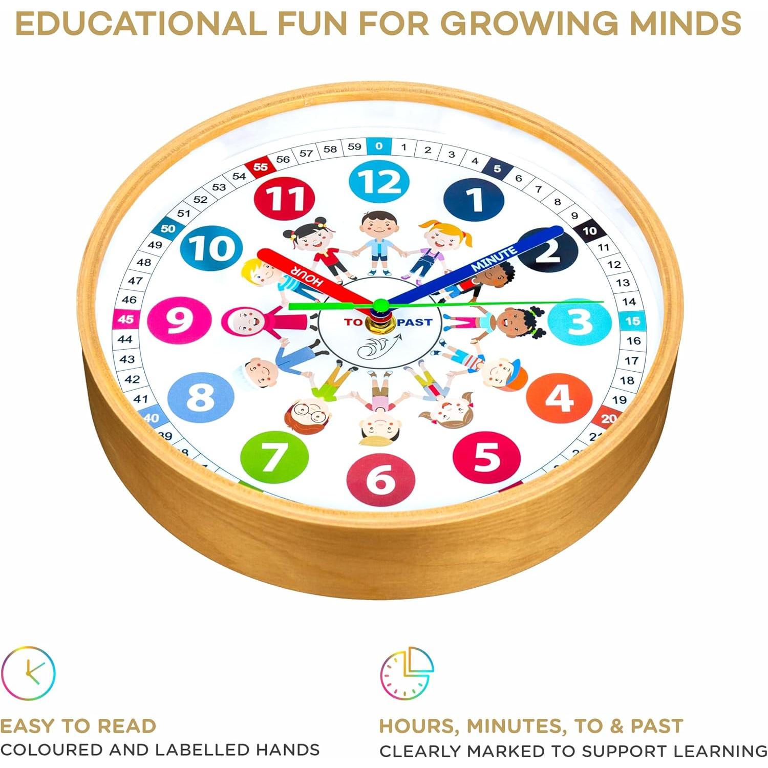 Reloj Analógico Educativo Sparrow High 25.4 cm Silencioso