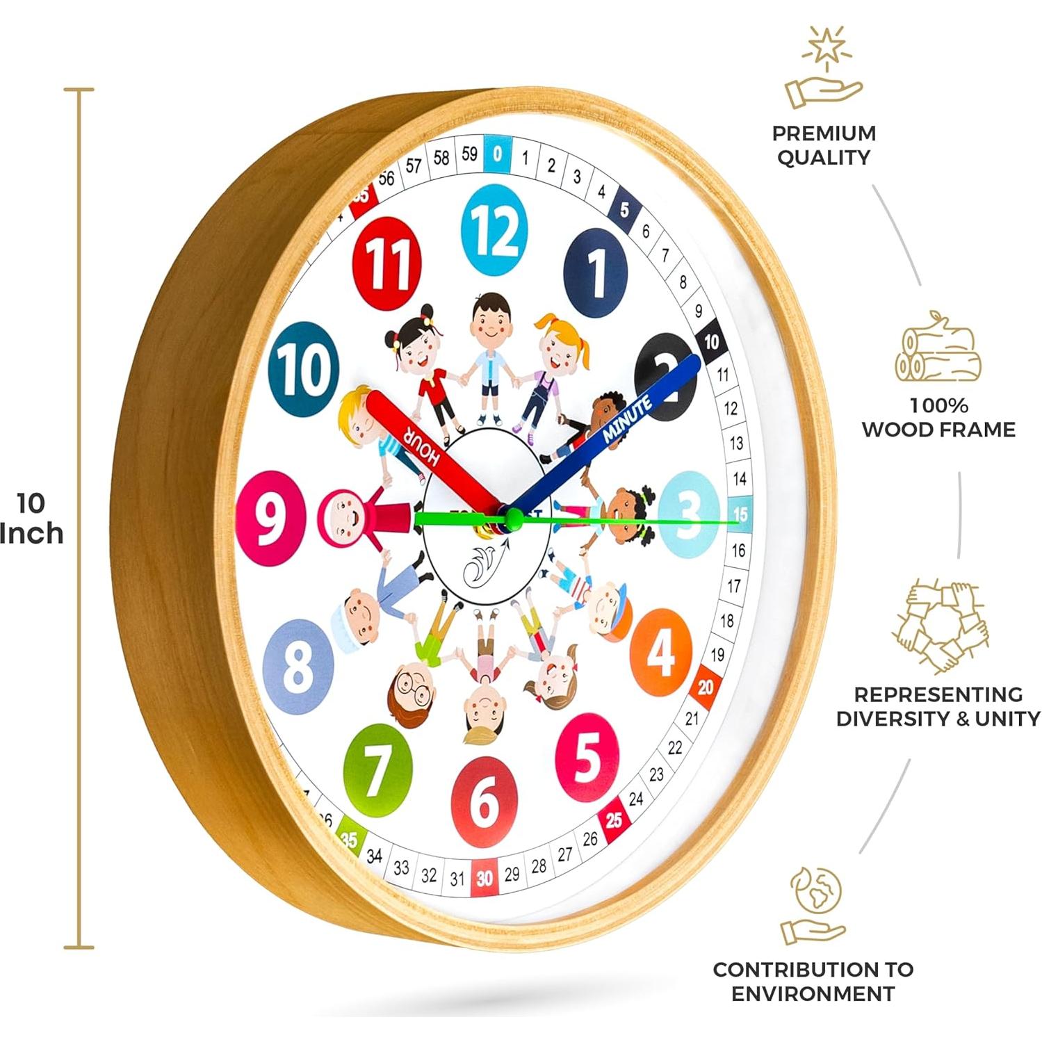 Reloj Analógico Educativo Sparrow High 25.4 cm Silencioso