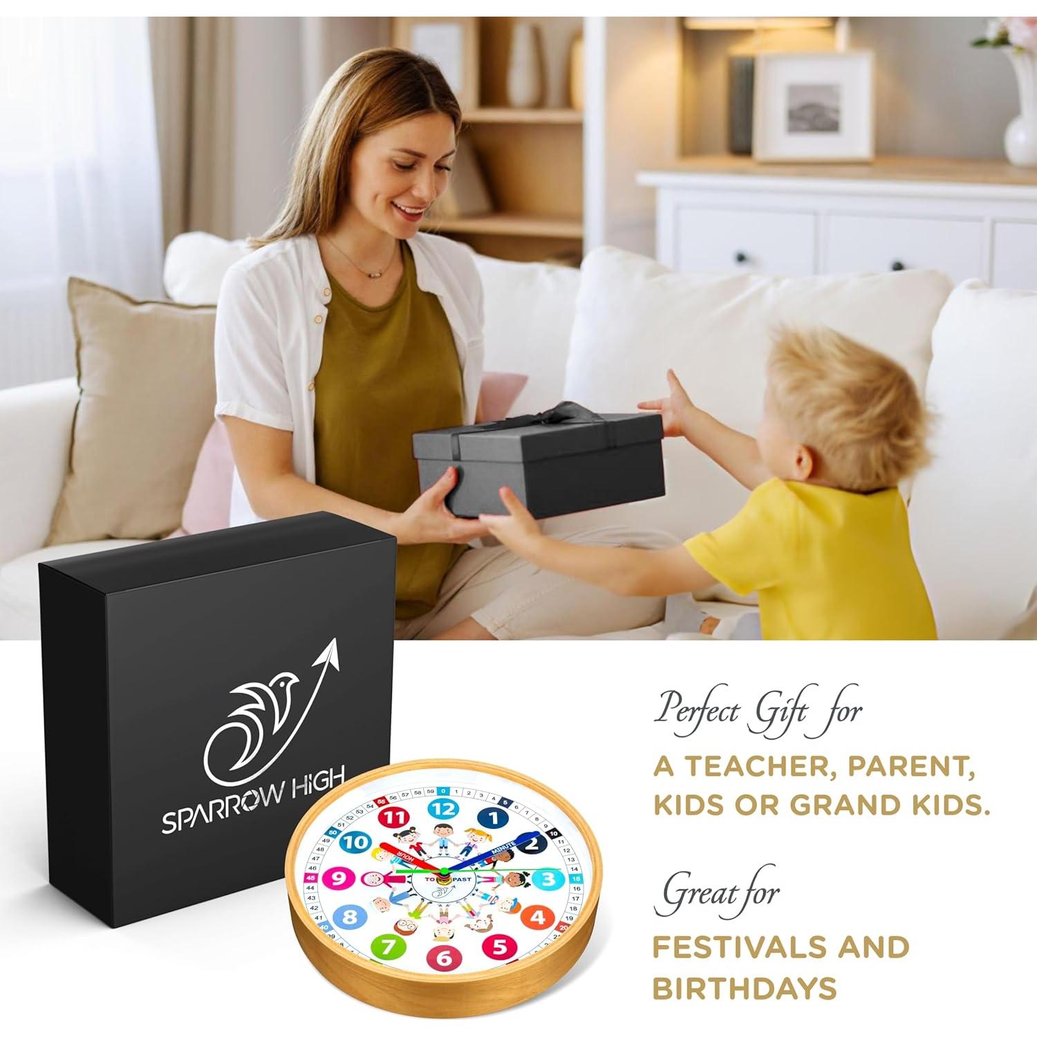 Reloj Analógico Educativo Sparrow High 25.4 cm Silencioso