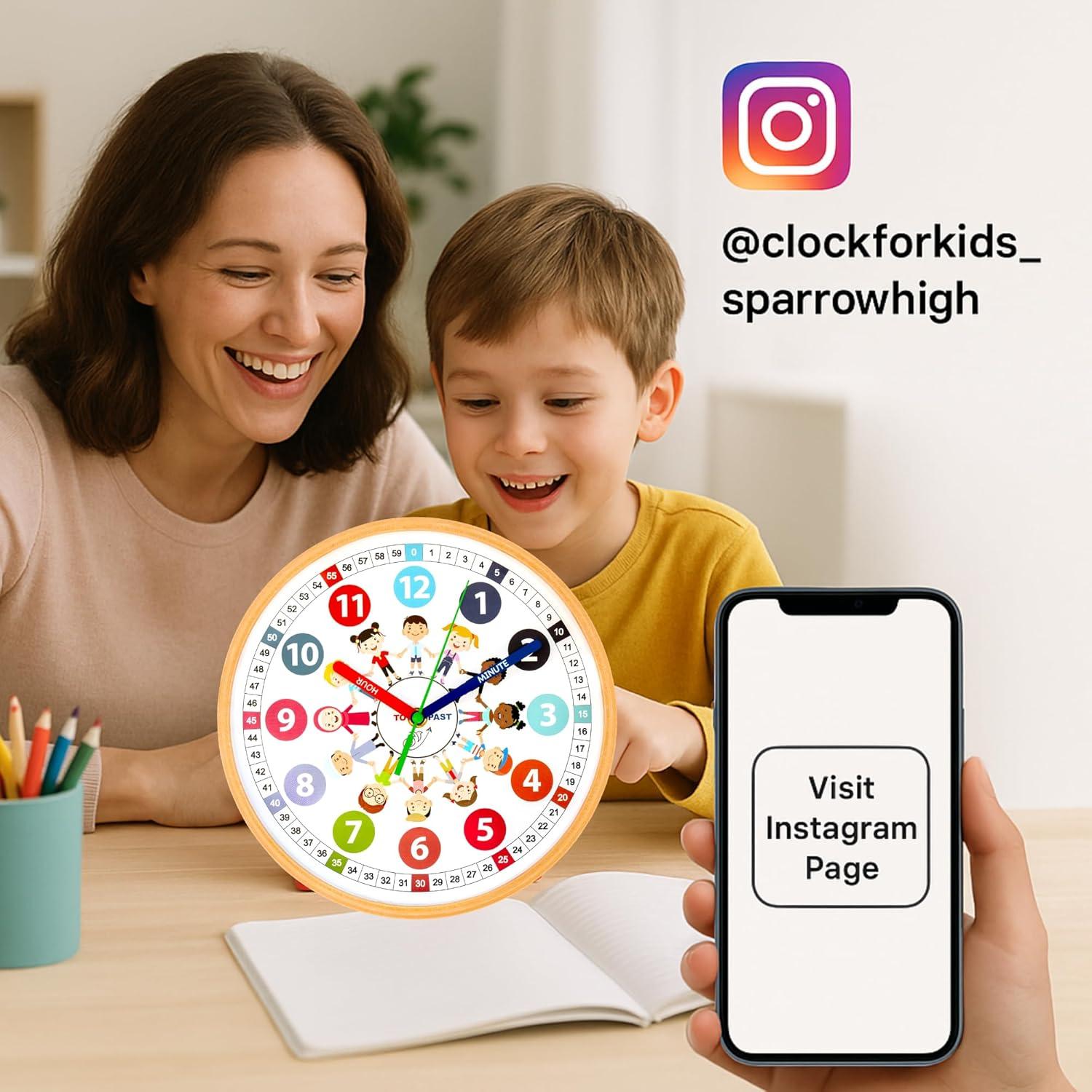 Reloj Analógico Educativo Sparrow High 25.4 cm Silencioso