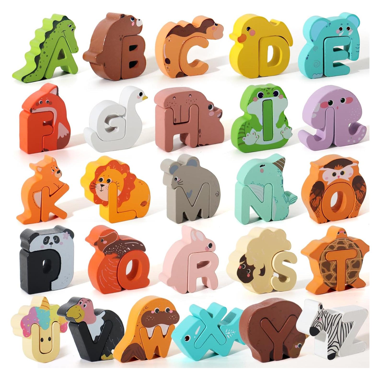 Rompecabezas de Alfabeto de Madera BESTMTOY 52 Piezas 3-5 Años