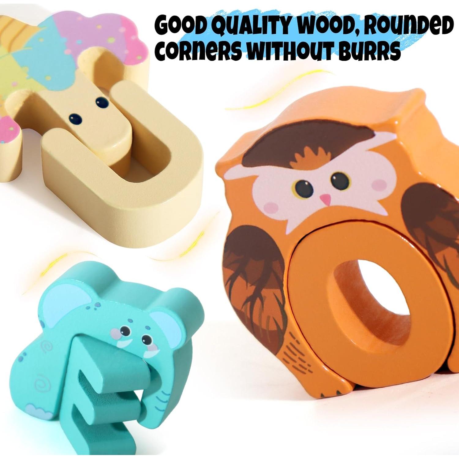 Rompecabezas de Alfabeto de Madera BESTMTOY 52 Piezas 3-5 Años