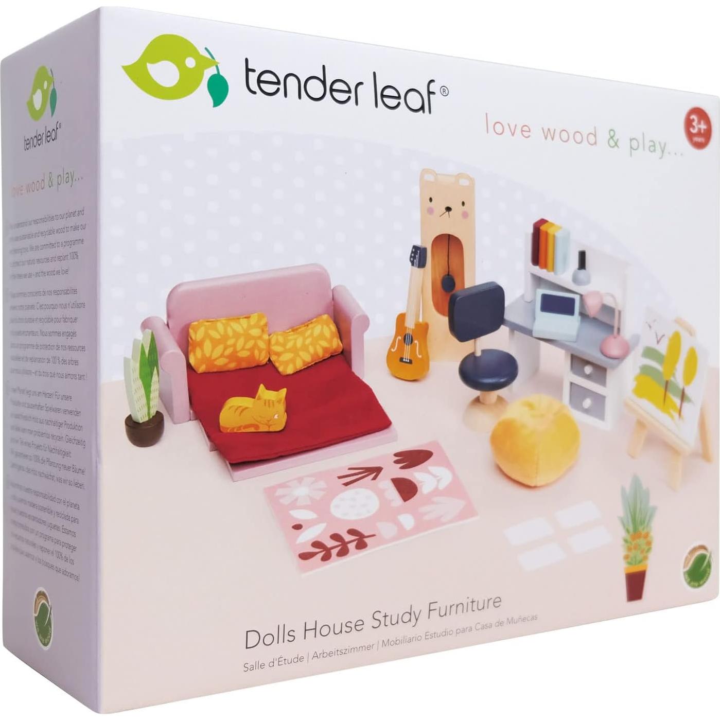 Muebles de Estudio Tender Leaf Toys para Casa de Muñecas 23 Pcs