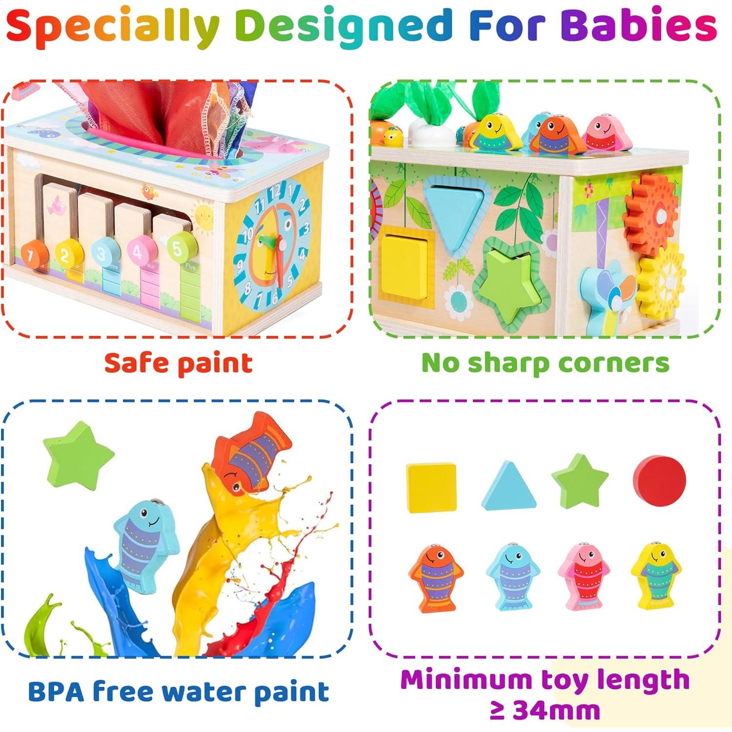 Juguete Montessori de Madera 6 en 1 Mummed para Bebés 12-36 Meses