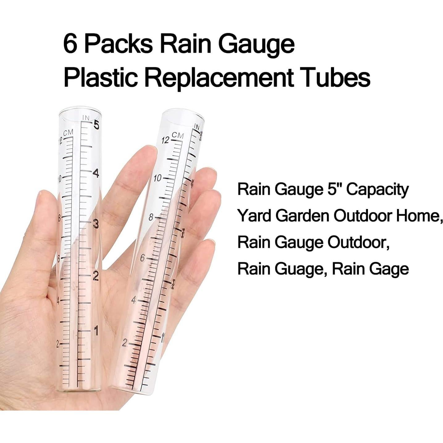 6 Tubos de Reemplazo para Pluviómetro de Jardín SHENGXIN 12.7 cm