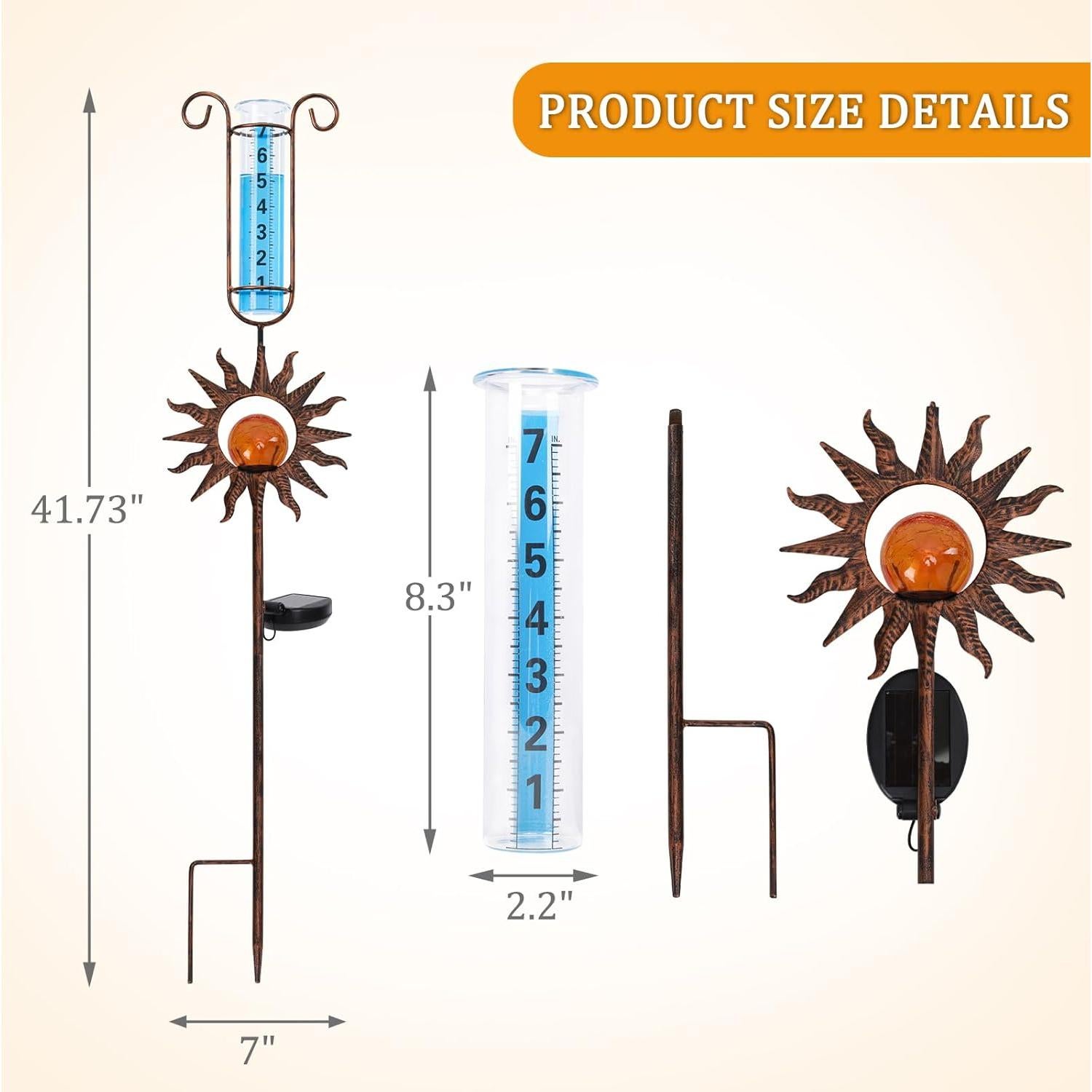 Medidor de Lluvia Solar WONDER GARDEN Naranja Craquelado
